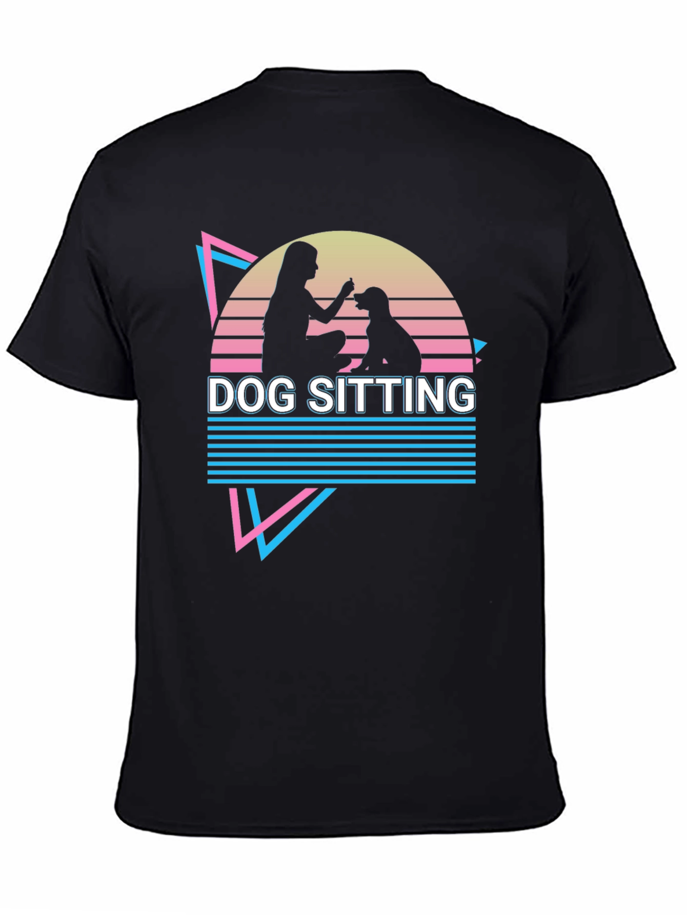 Dog Sitting Graphic Tee - Retro Style T-Shirt