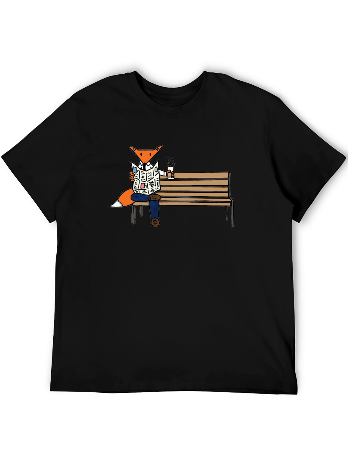 Fox Reading Newspaper Graphic T-Shirt