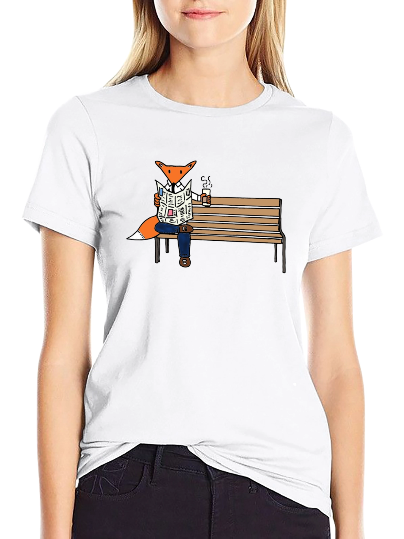Fox Reading Newspaper Graphic T-Shirt