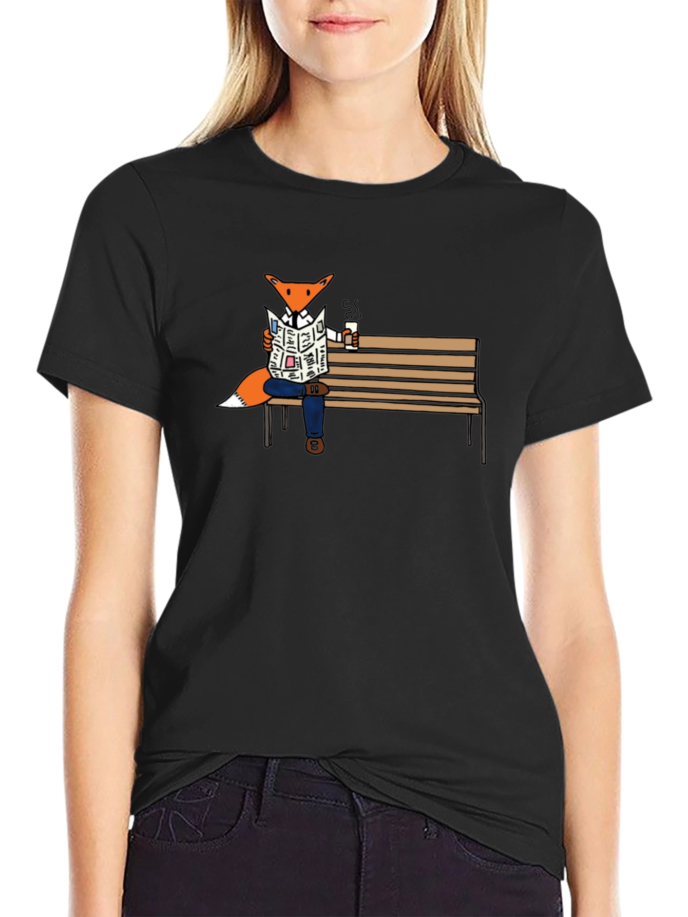 Fox Reading Newspaper Graphic T-Shirt