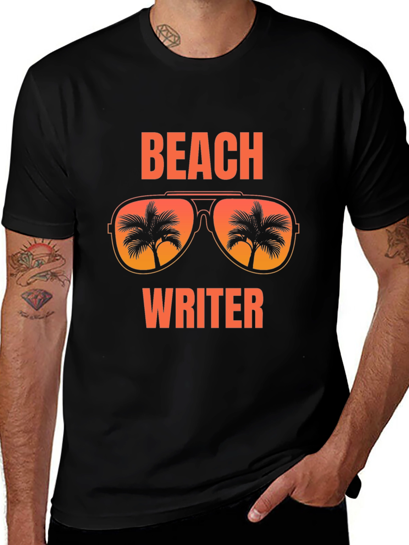Beach Writer T-Shirt Palm Tree Sunglasses Vacation Tee