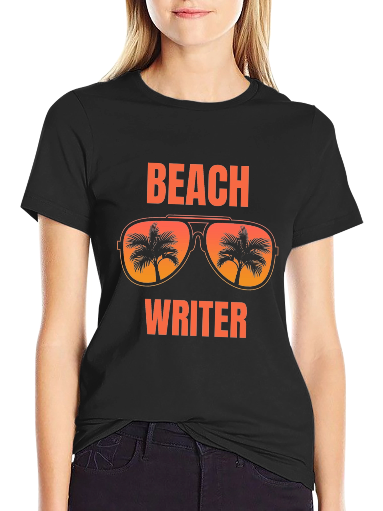 Beach Writer T-Shirt Palm Tree Sunglasses Vacation Tee