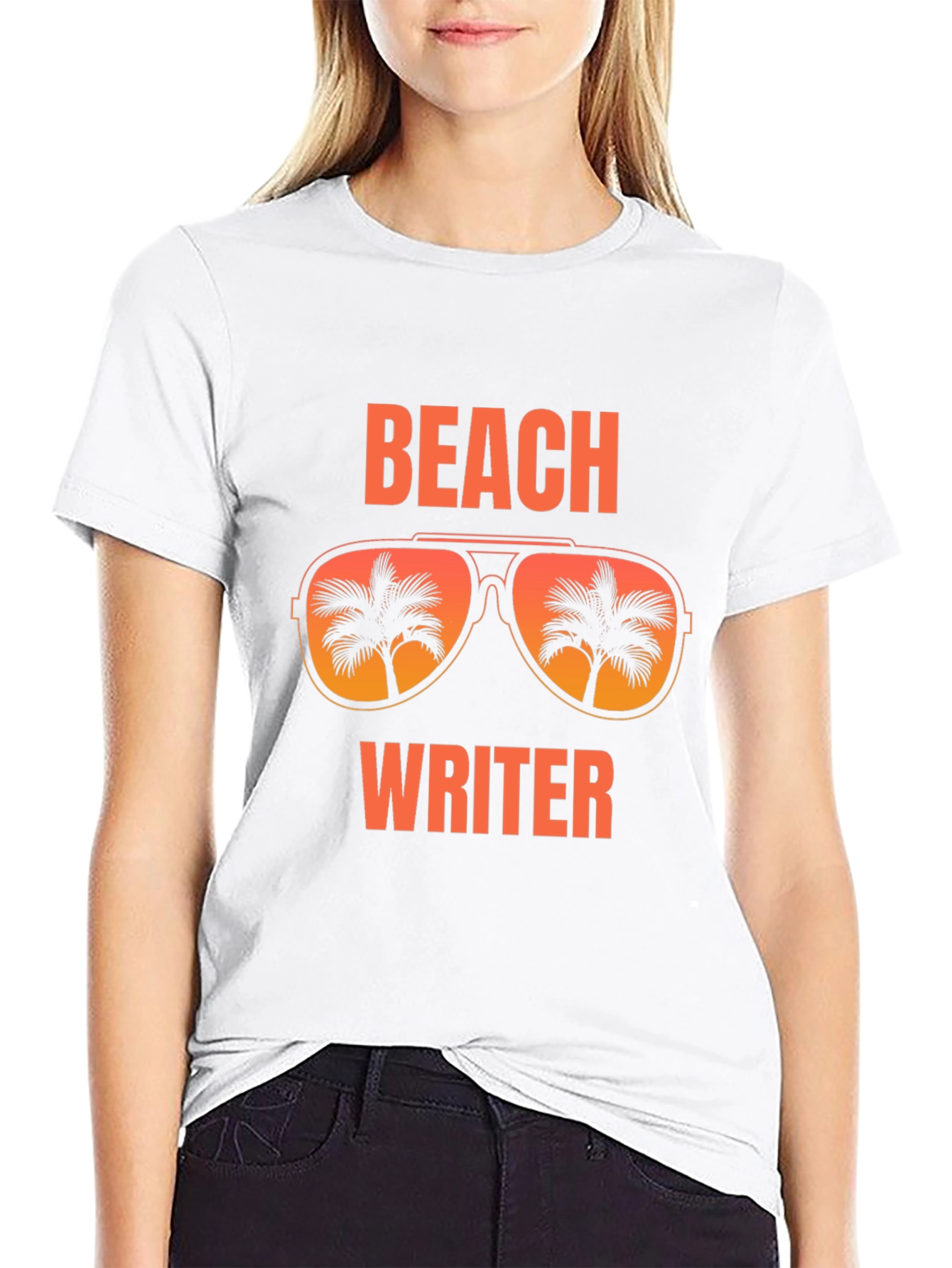 Beach Writer T-Shirt Palm Tree Sunglasses Vacation Tee