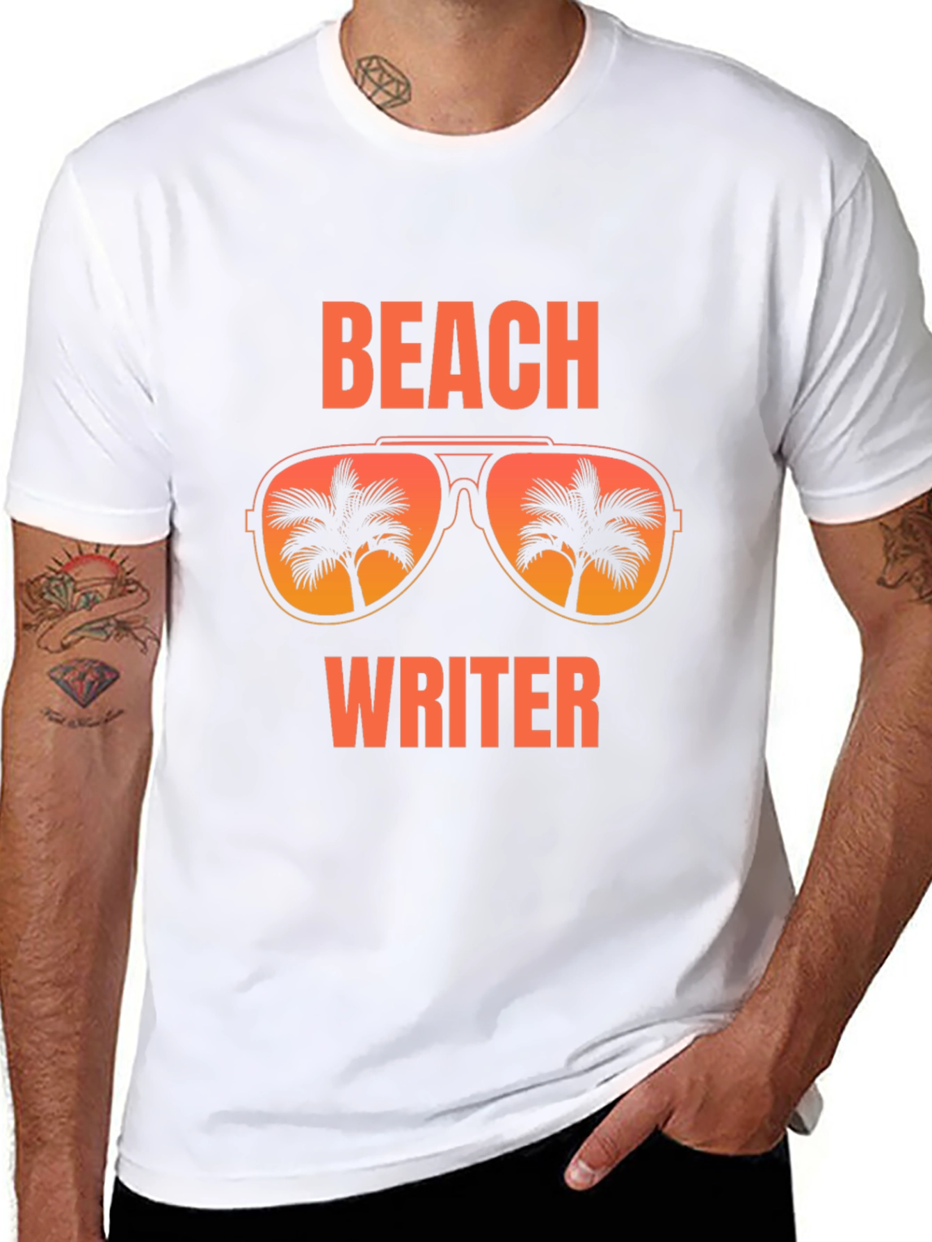 Beach Writer T-Shirt Palm Tree Sunglasses Vacation Tee