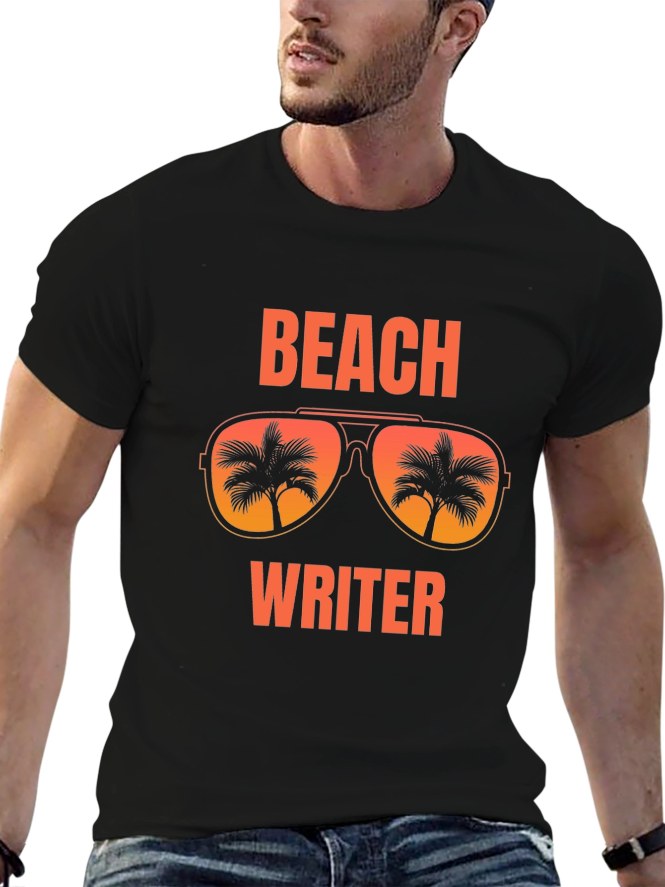 Beach Writer T-Shirt Palm Tree Sunglasses Vacation Tee