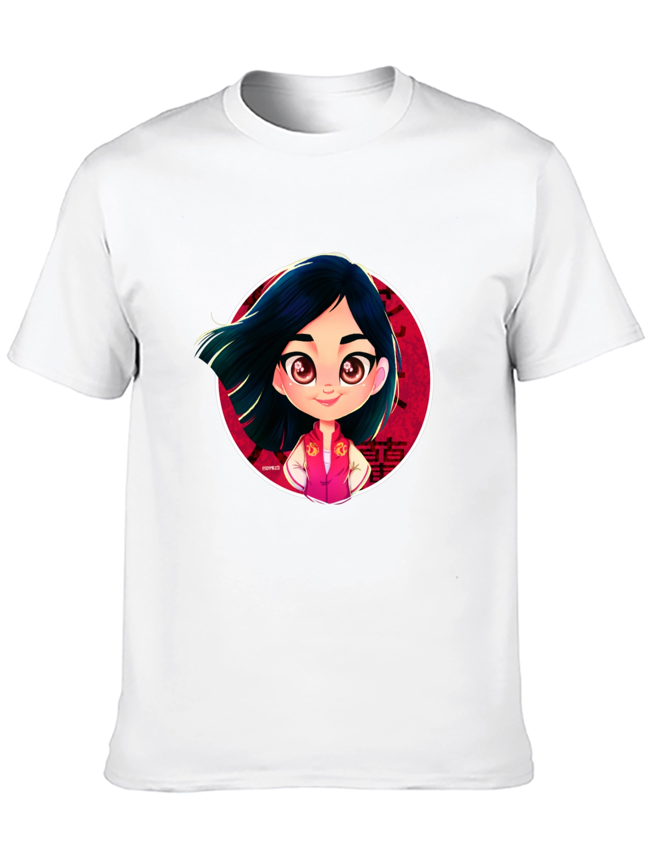 Mulan Cartoon Graphic Black T-Shirt