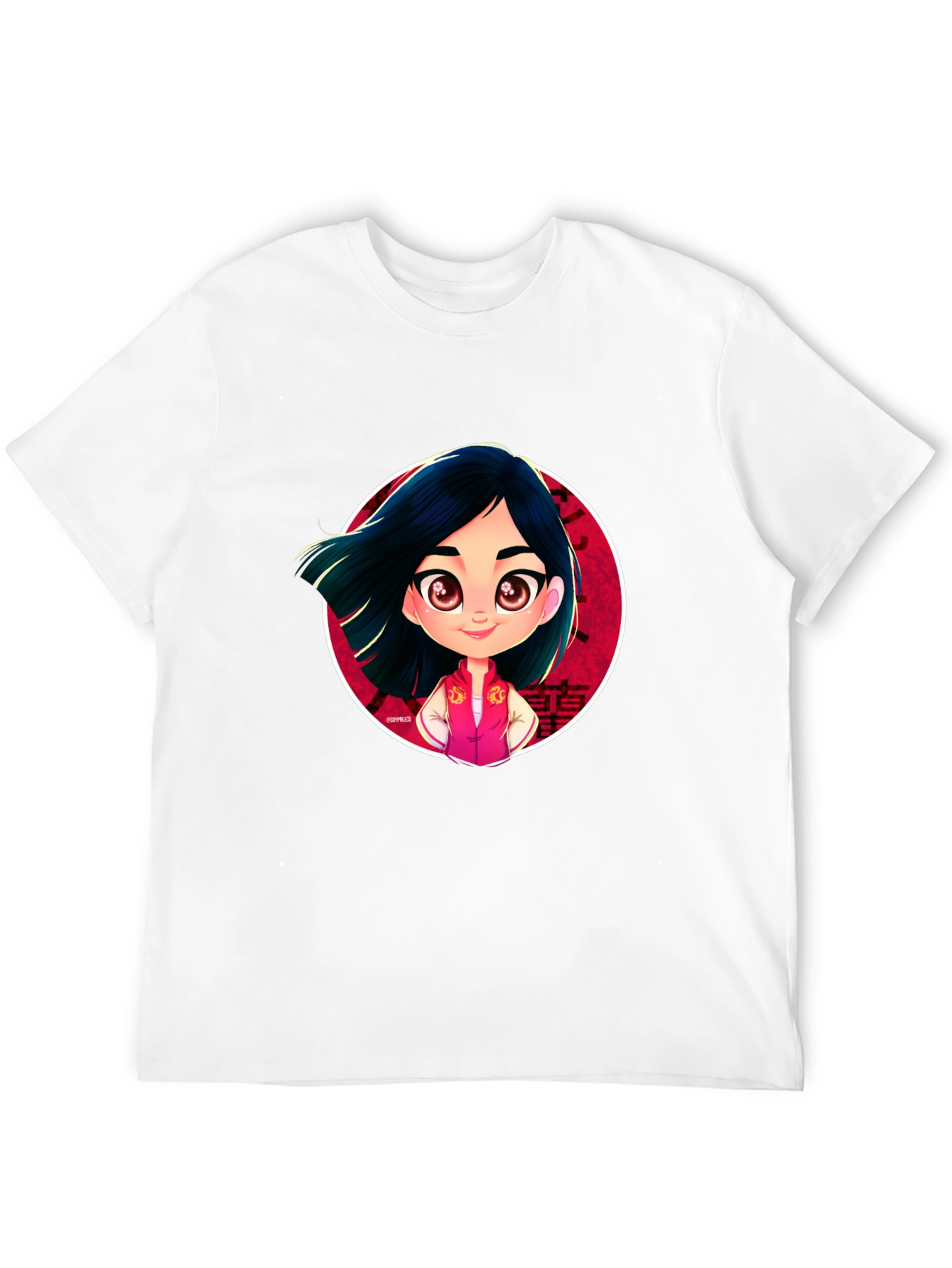 Mulan Cartoon Graphic Black T-Shirt