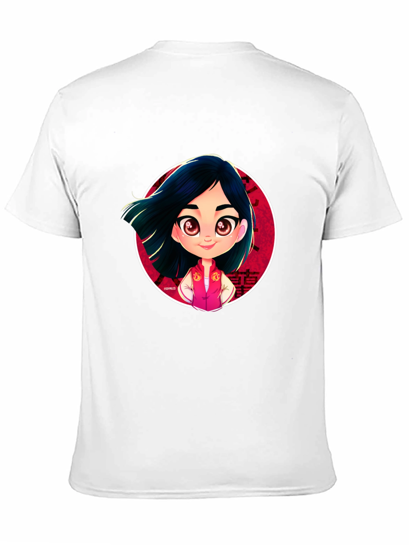 Mulan Cartoon Graphic Black T-Shirt