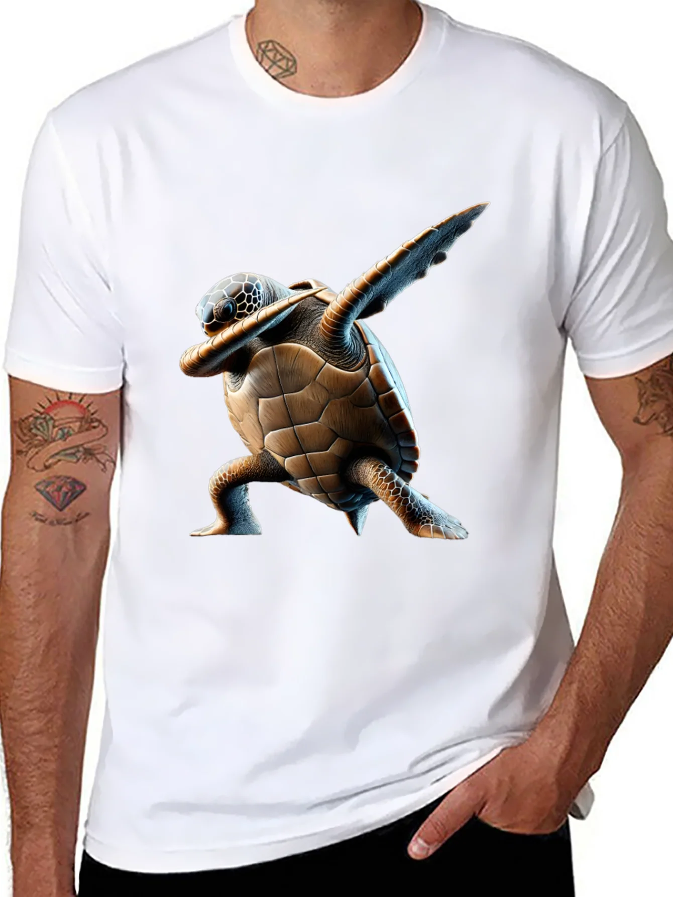 Dabbing Turtle Graphic Tee - Cool Black T-Shirt