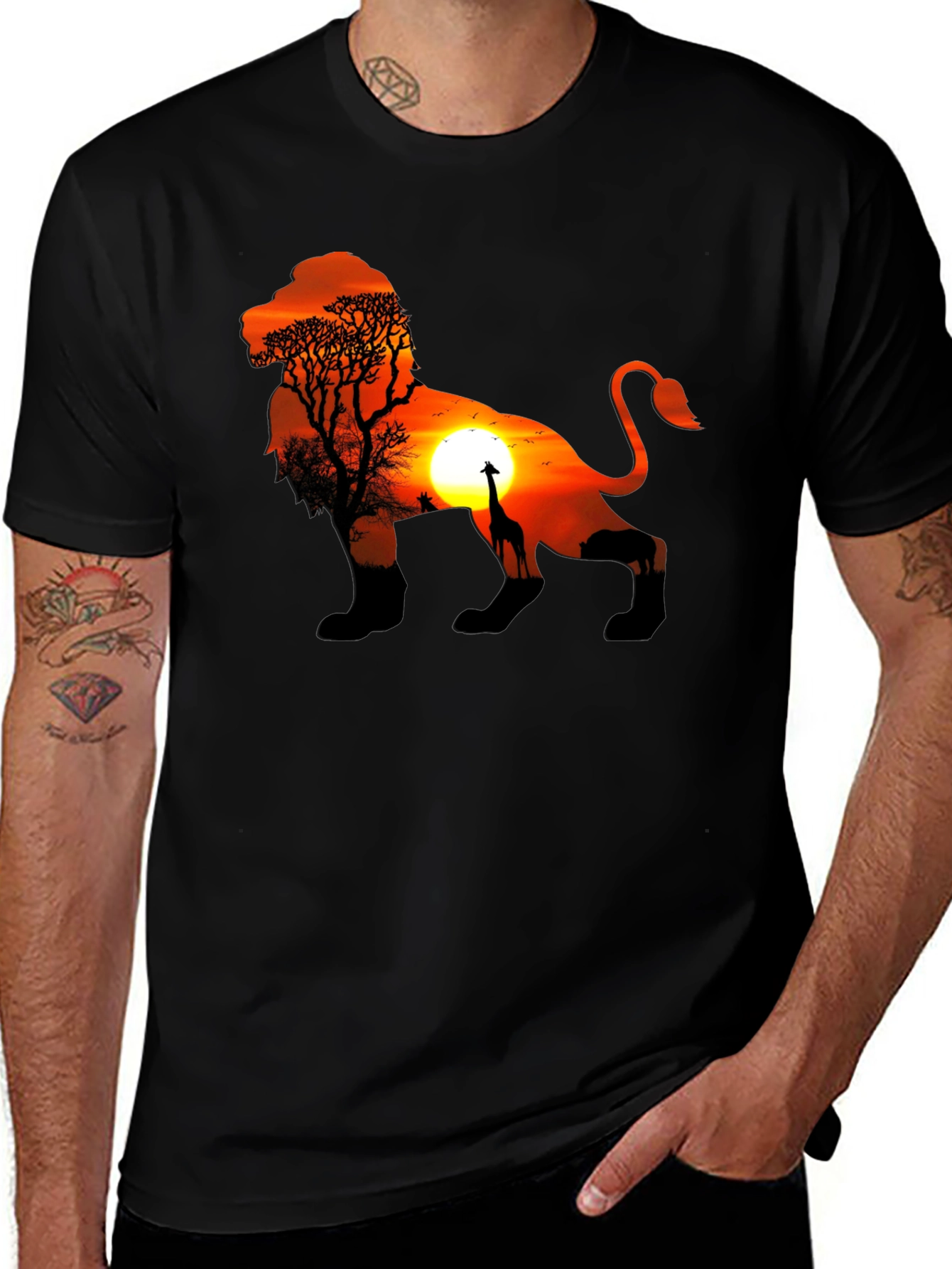 Lion Sunset Graphic Tee - Unique Design