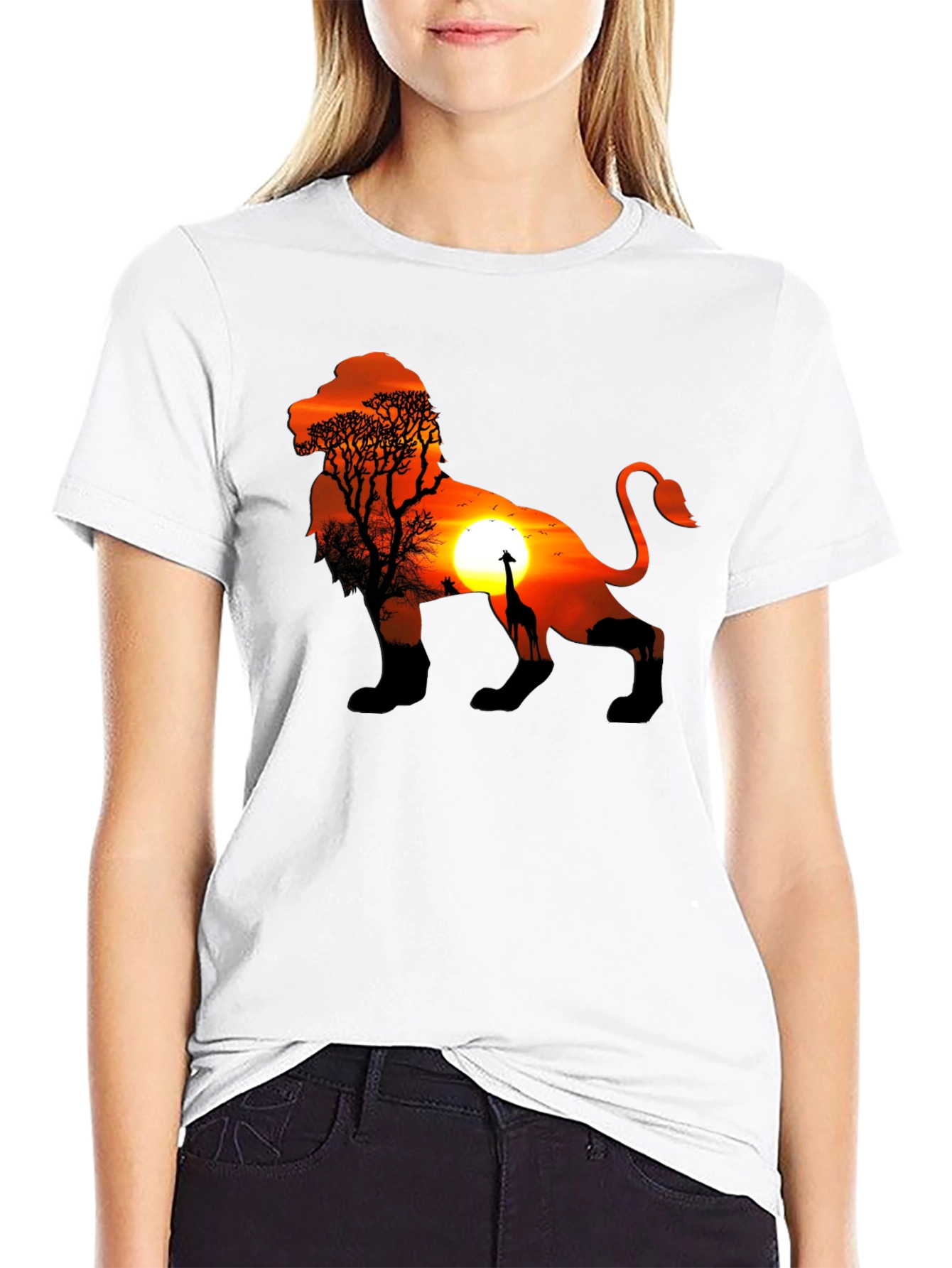 Lion Sunset Graphic Tee - Unique Design