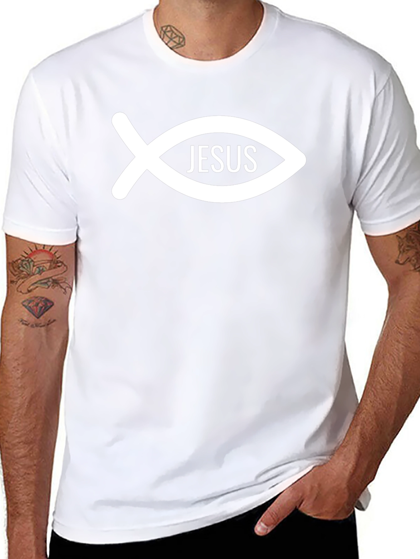 Jesus Fish Graphic Tee - Black Christian T-Shirt