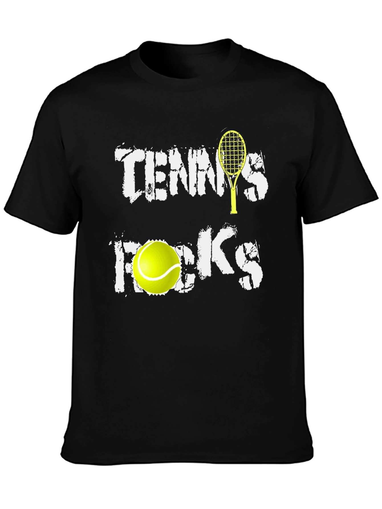 Tennis Rocks Graphic Tee - Black Cotton Blend