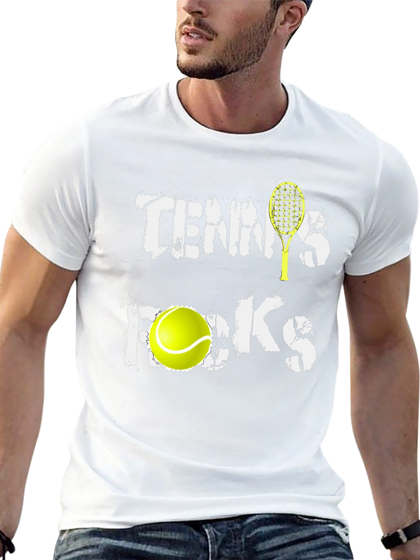 Tennis Rocks Graphic Tee - Black Cotton Blend