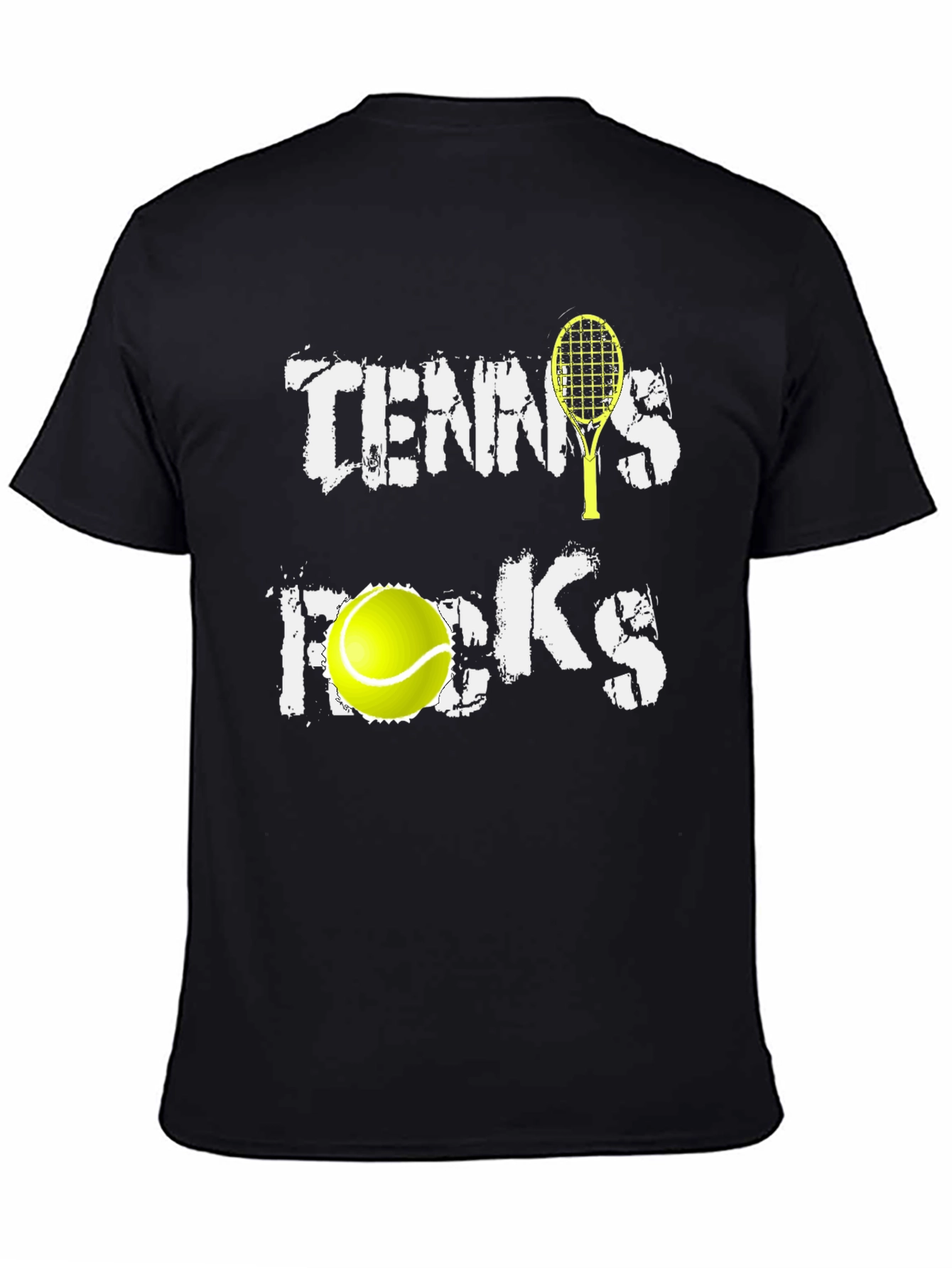Tennis Rocks Graphic Tee - Black Cotton Blend