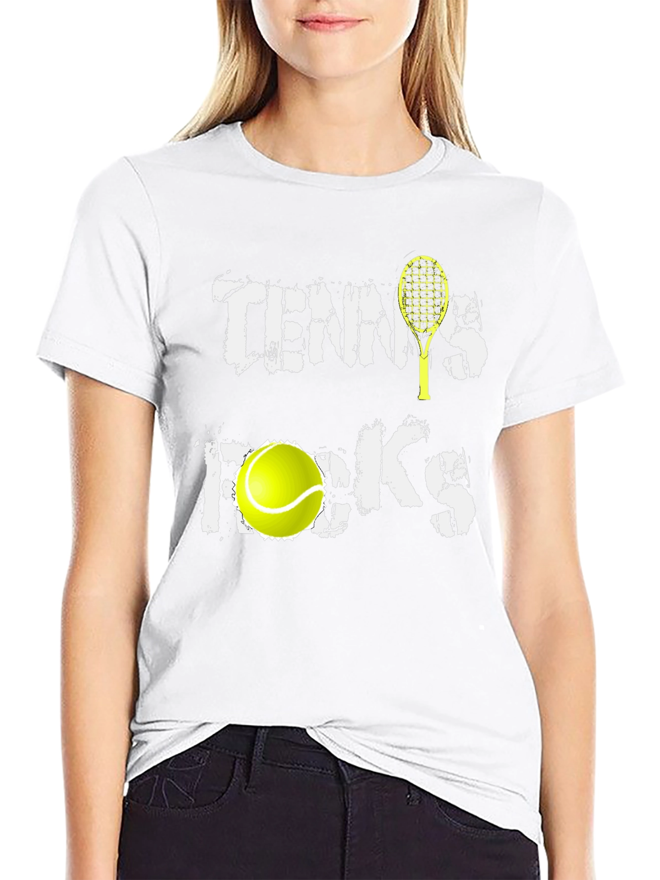 Tennis Rocks Graphic Tee - Black Cotton Blend
