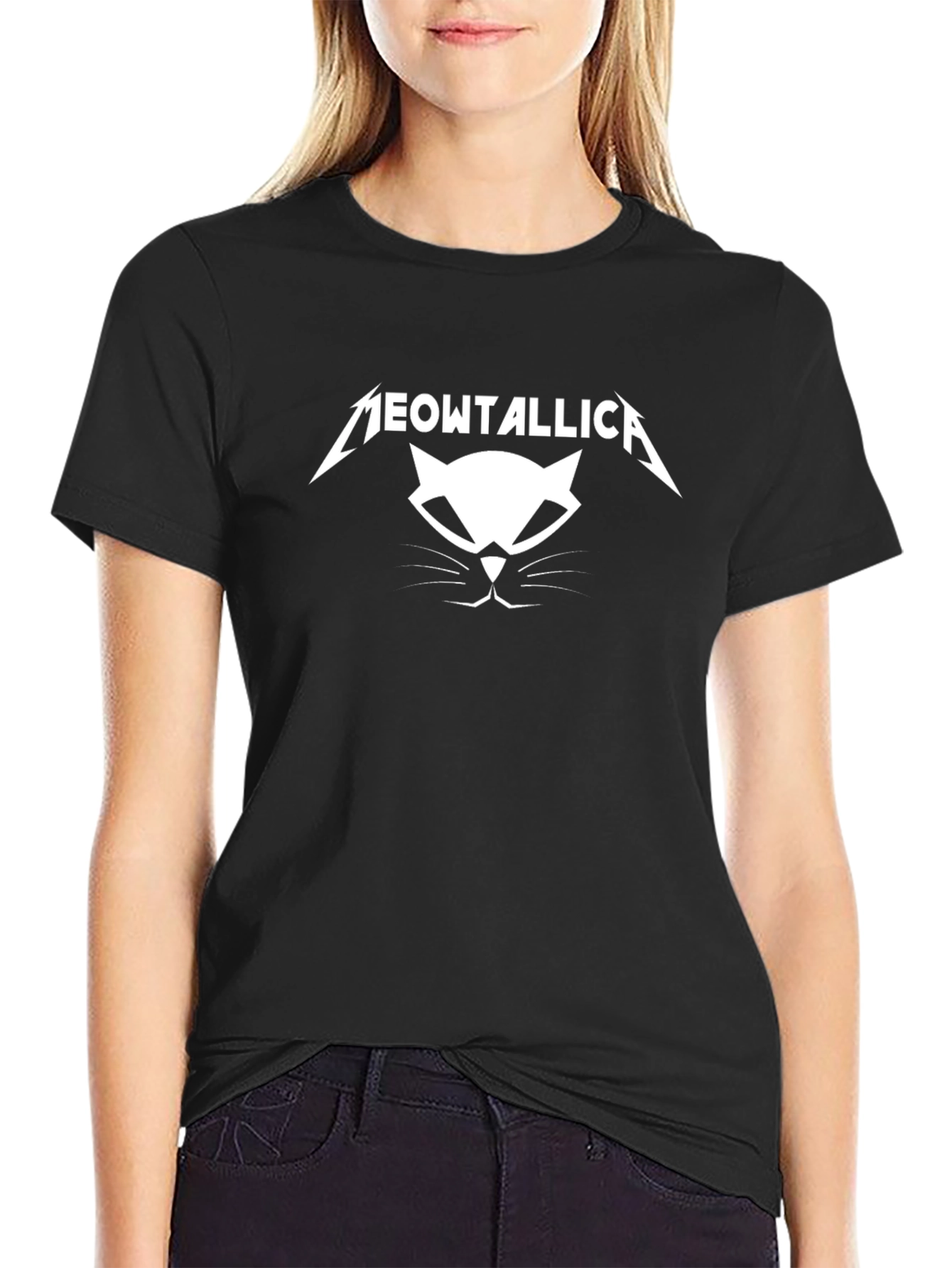 Meowtallica Black T-Shirt - Cat Metal Fan Tee
