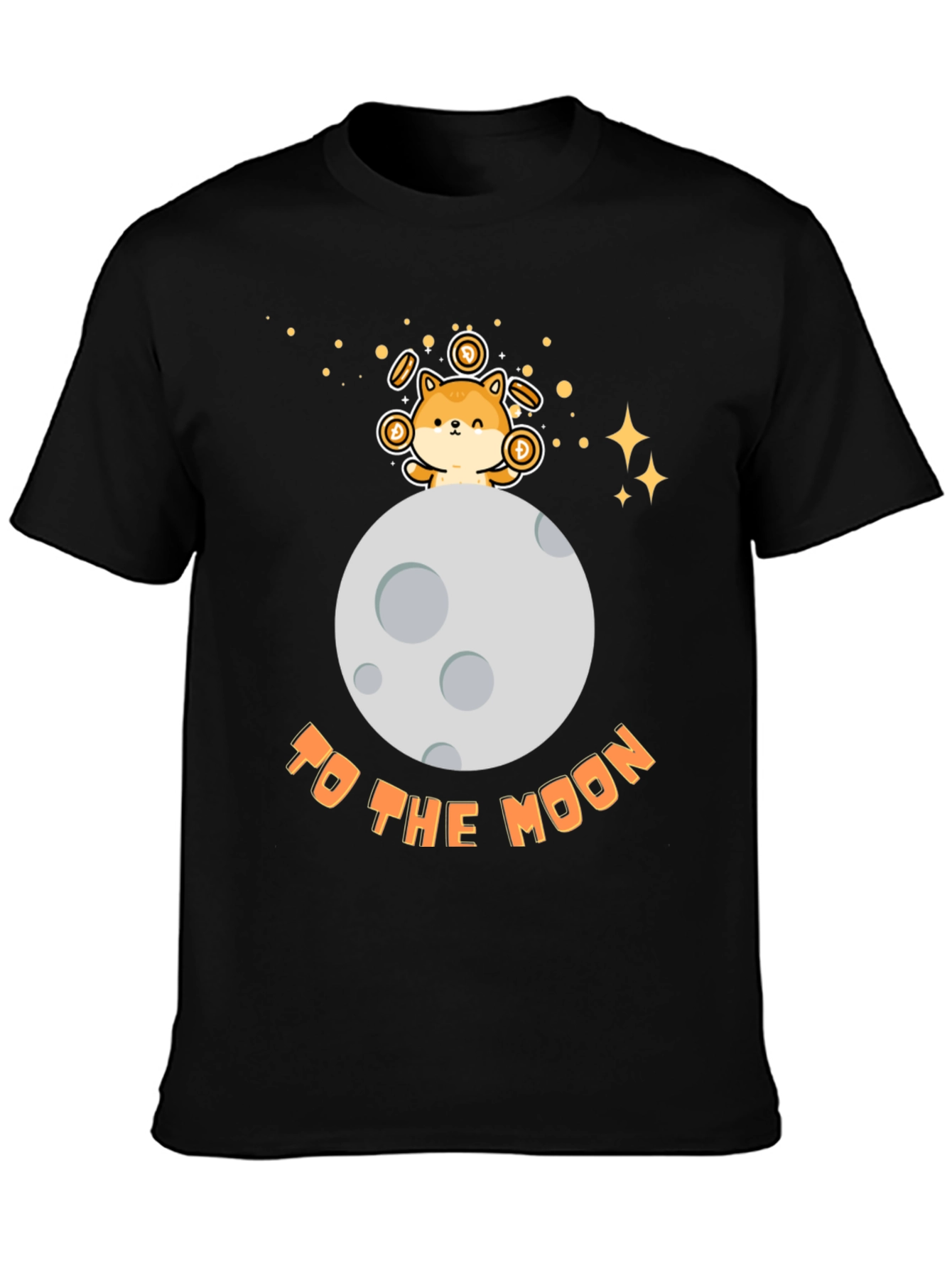 To the Moon Doge Coin Black Tee