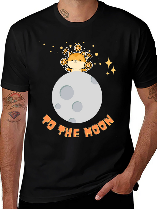 To the Moon Doge Coin Black Tee