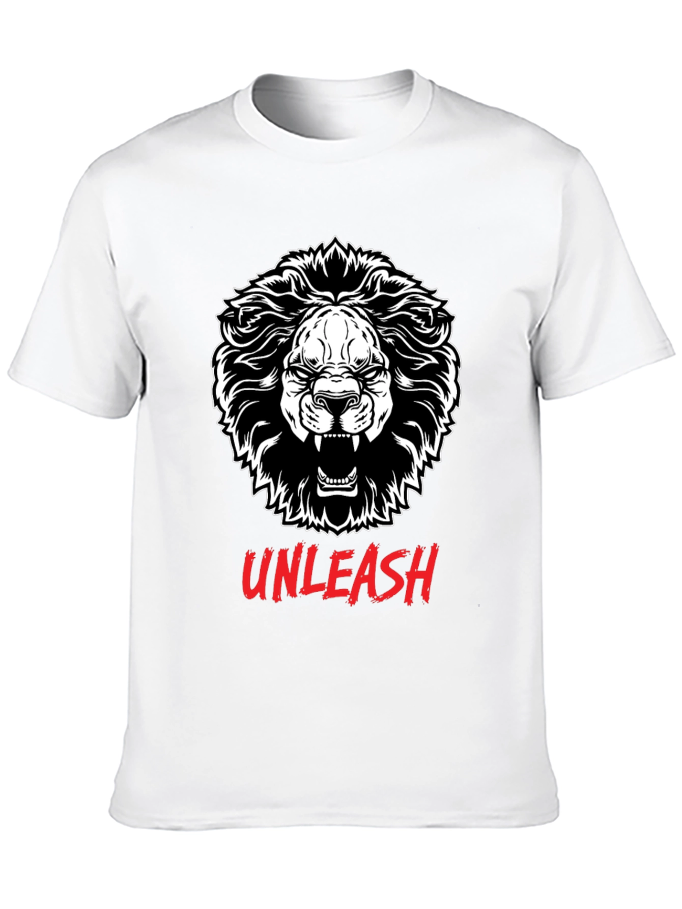 Unleash Lion Graphic Tee - Black Cotton T-Shirt