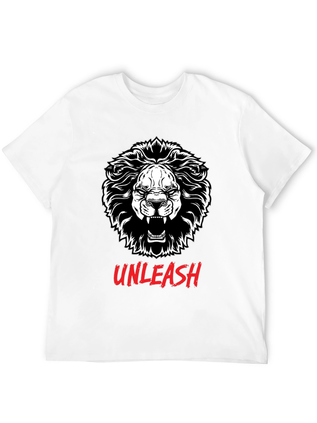 Unleash Lion Graphic Tee - Black Cotton T-Shirt