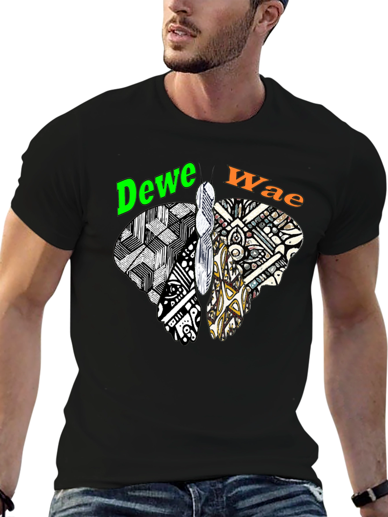 Abstract Butterfly Graphic Tee - Dewe Wae