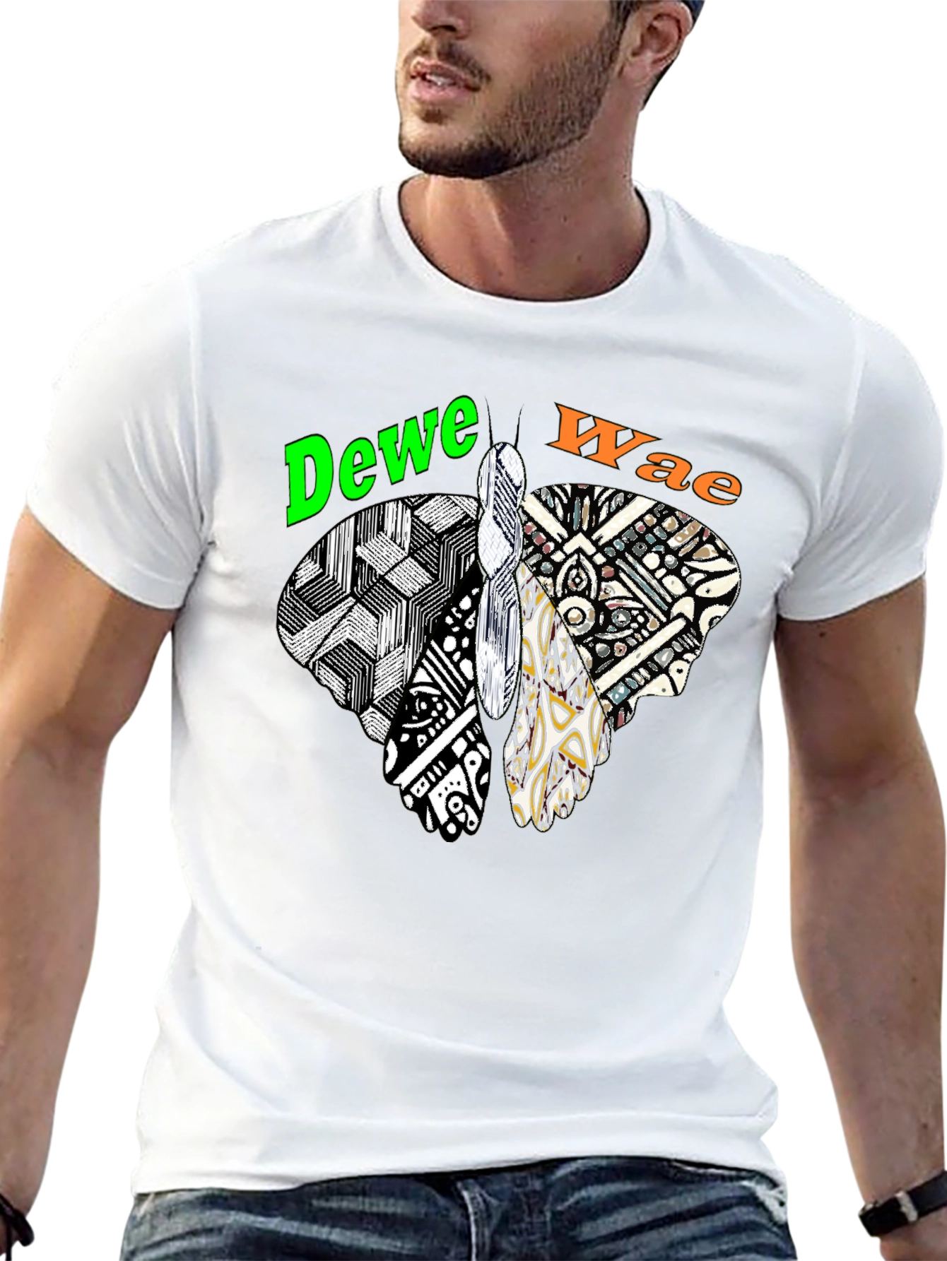 Abstract Butterfly Graphic Tee - Dewe Wae