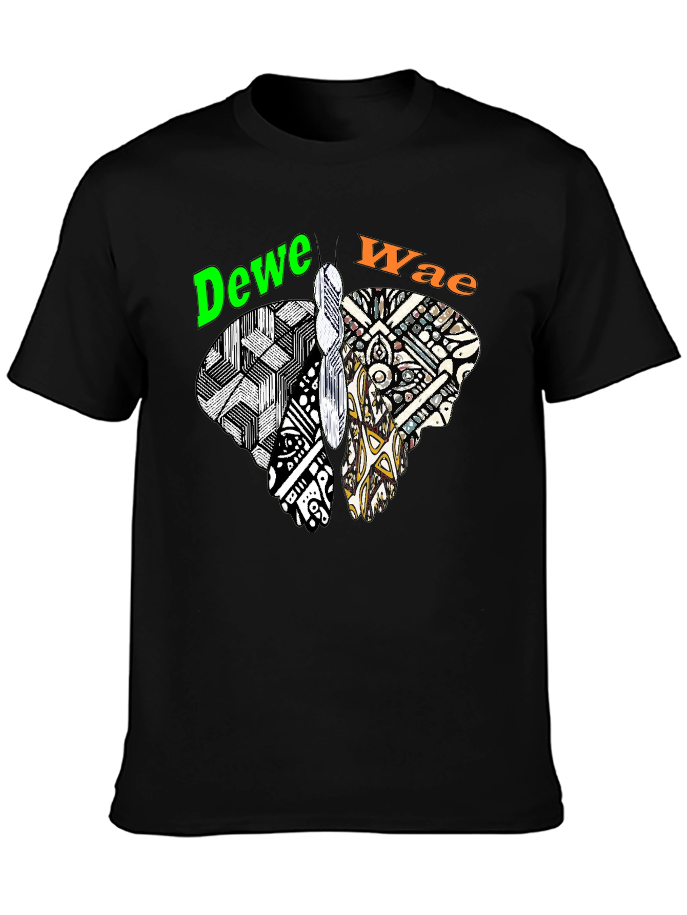 Abstract Butterfly Graphic Tee - Dewe Wae