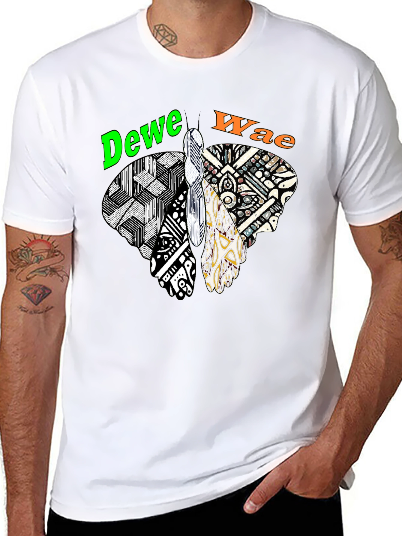 Abstract Butterfly Graphic Tee - Dewe Wae