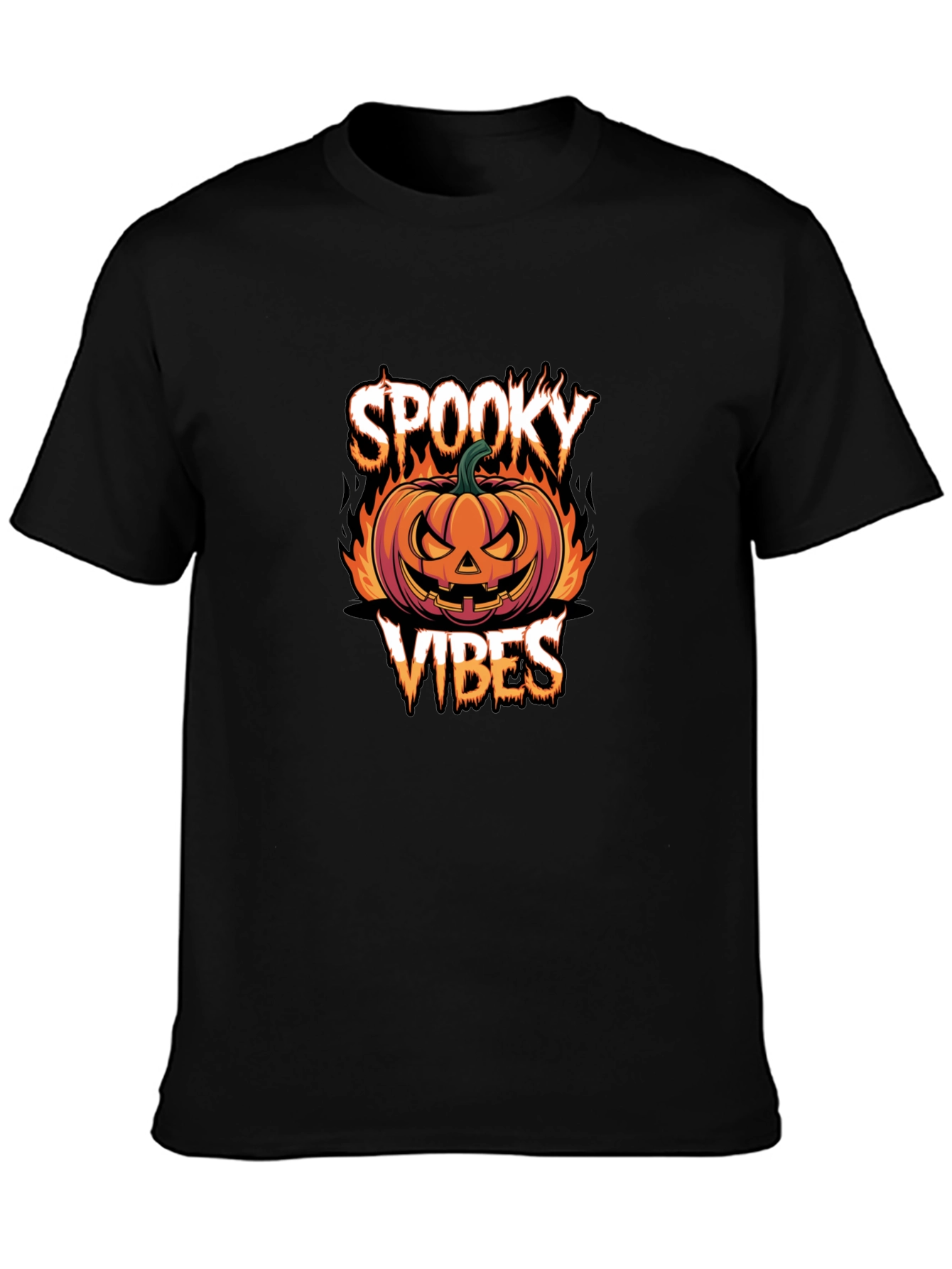 Spooky Vibes Halloween Graphic Tee - Black