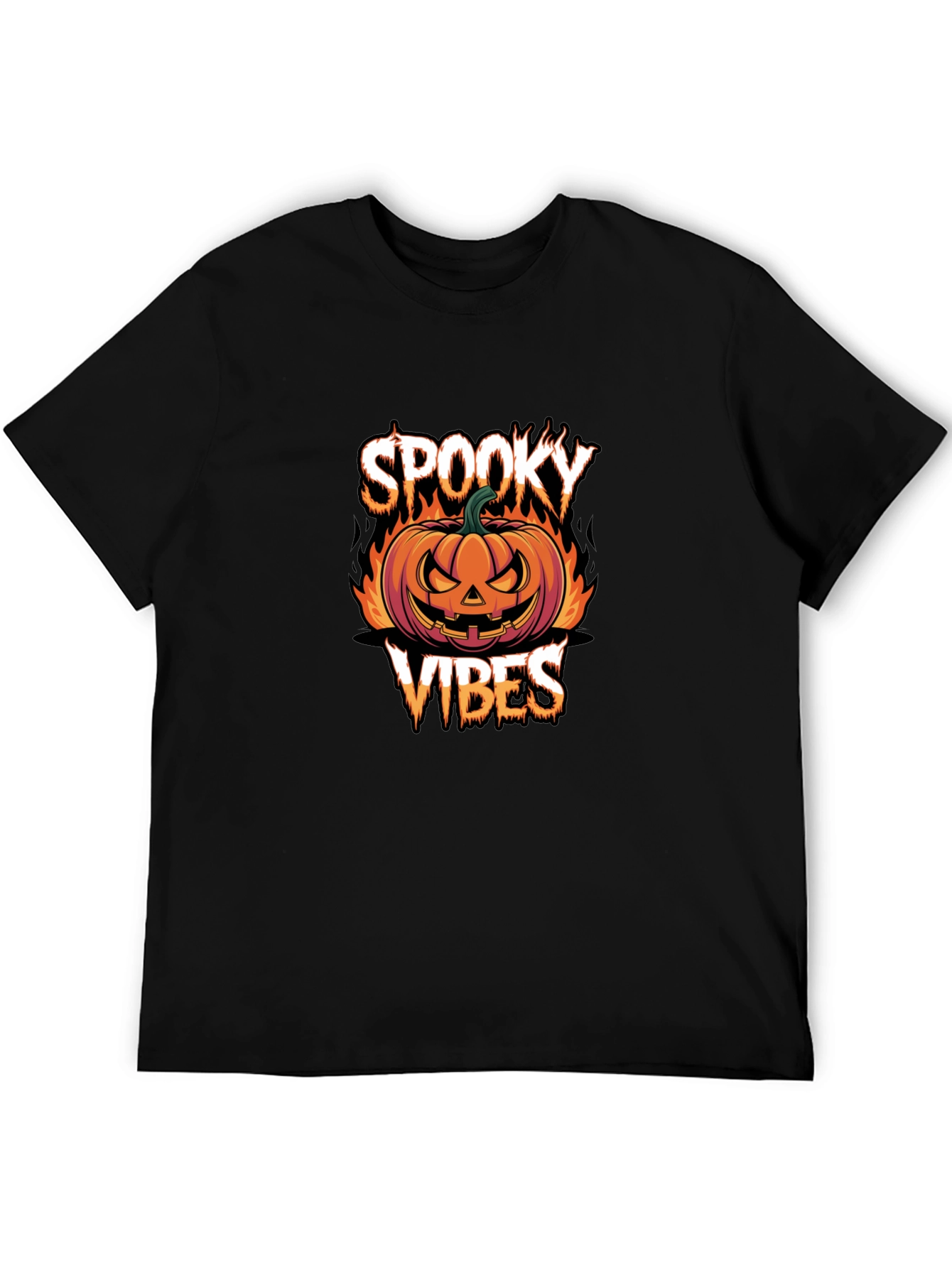 Spooky Vibes Halloween Graphic Tee - Black