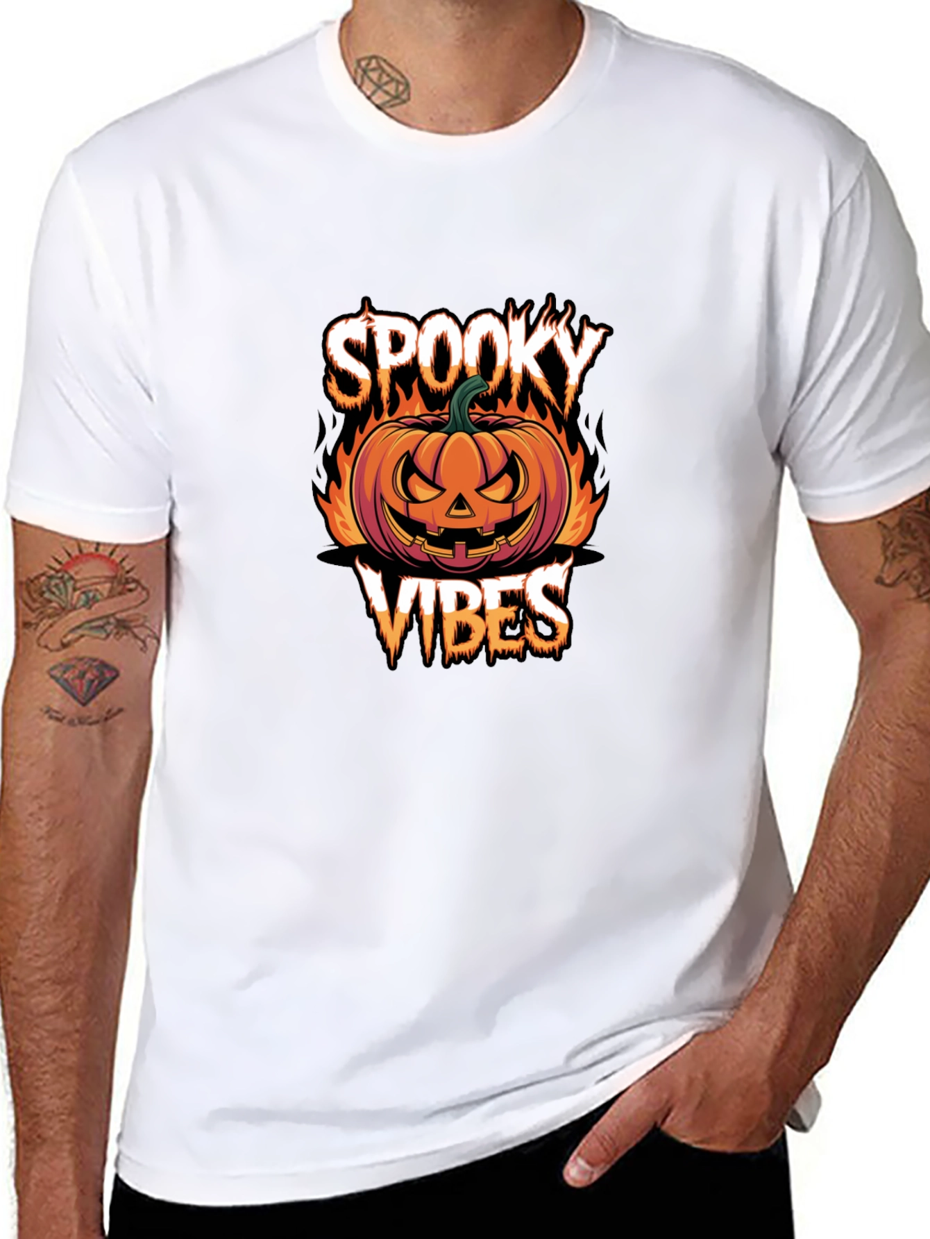 Spooky Vibes Halloween Graphic Tee - Black