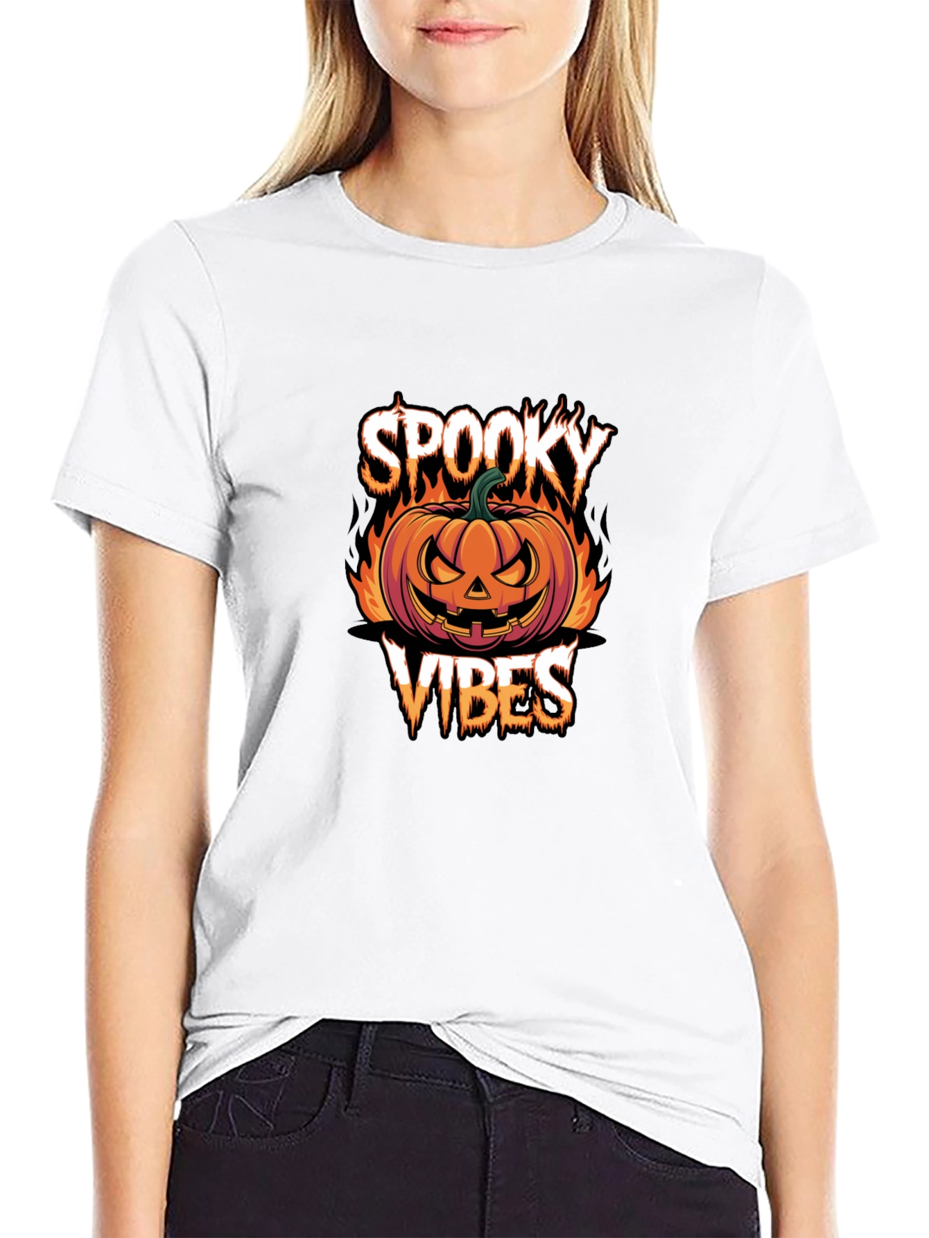 Spooky Vibes Halloween Graphic Tee - Black
