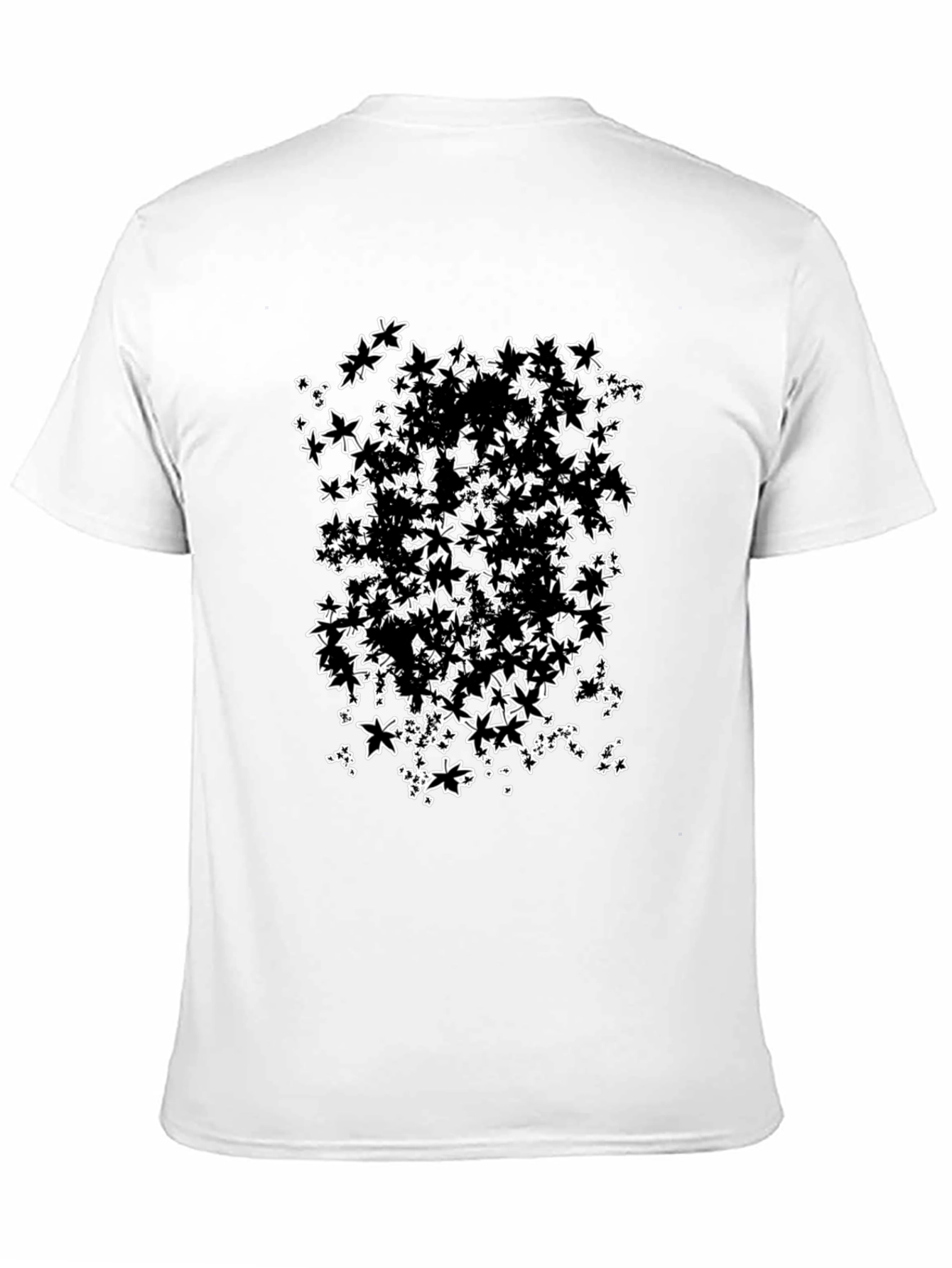 Abstract Maple Leaf Print Black T-Shirt