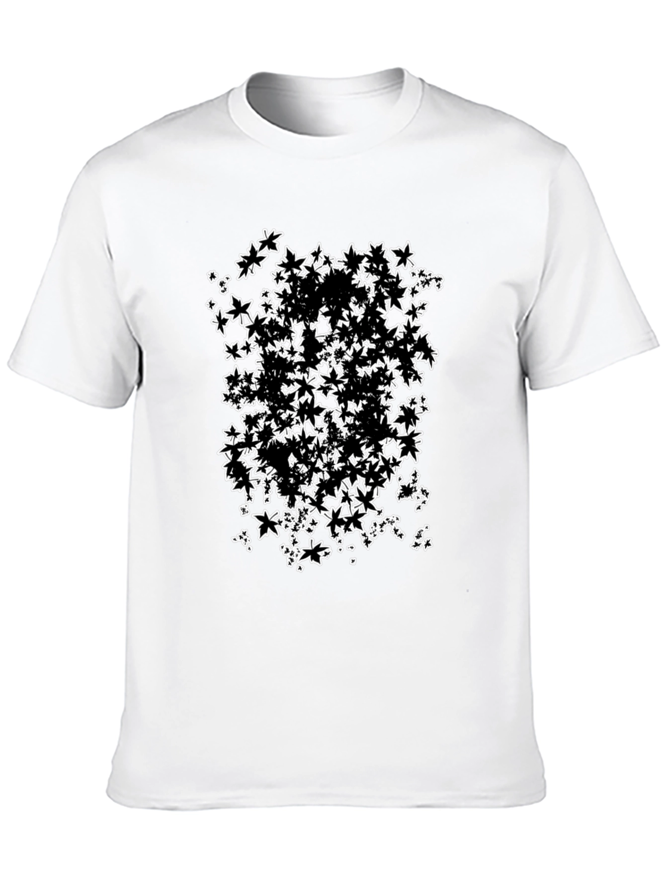 Abstract Maple Leaf Print Black T-Shirt