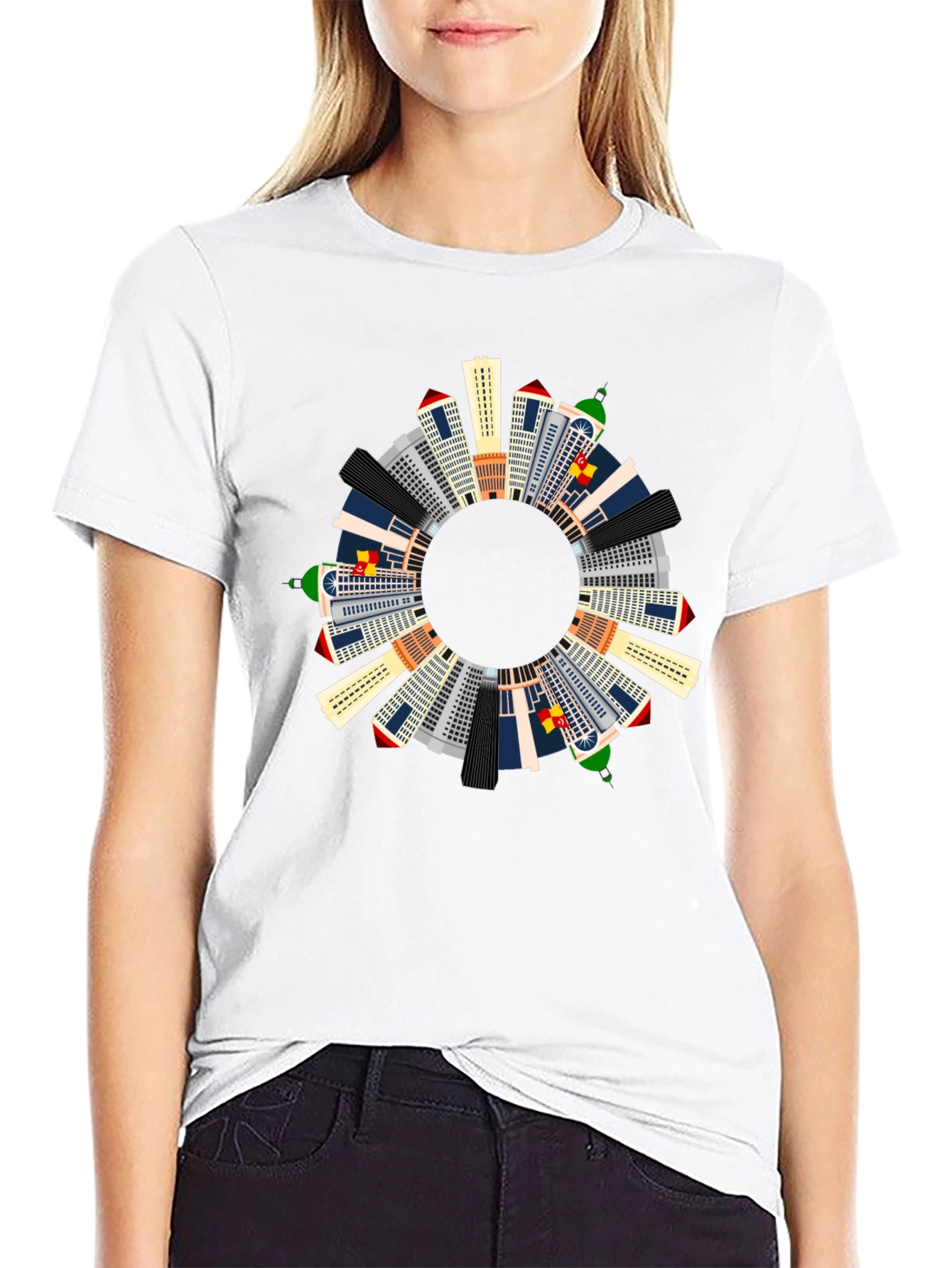 Cityscape Ring Graphic T-Shirt - Unique Urban Design