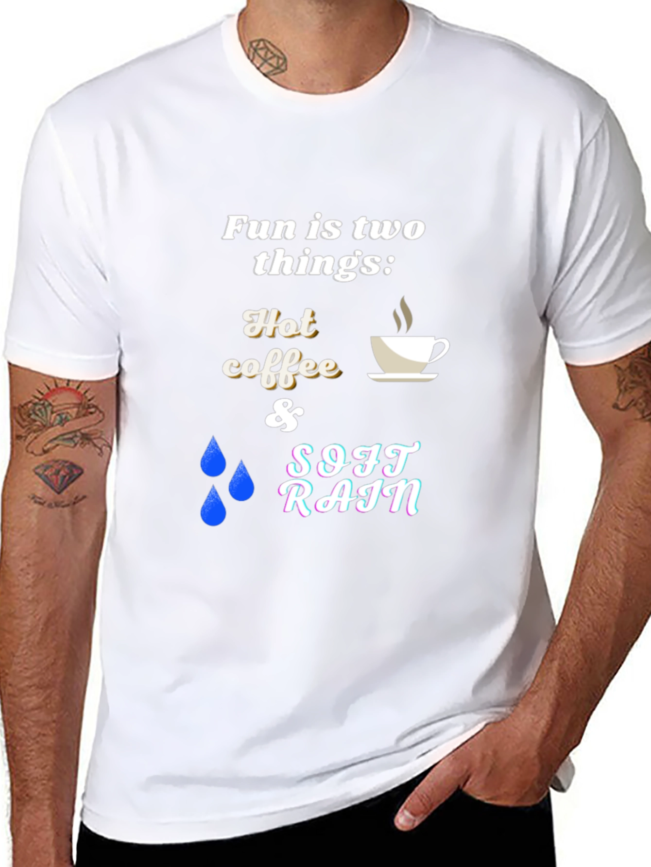 Fun Things T-Shirt: Hot Coffee & Soft Rain