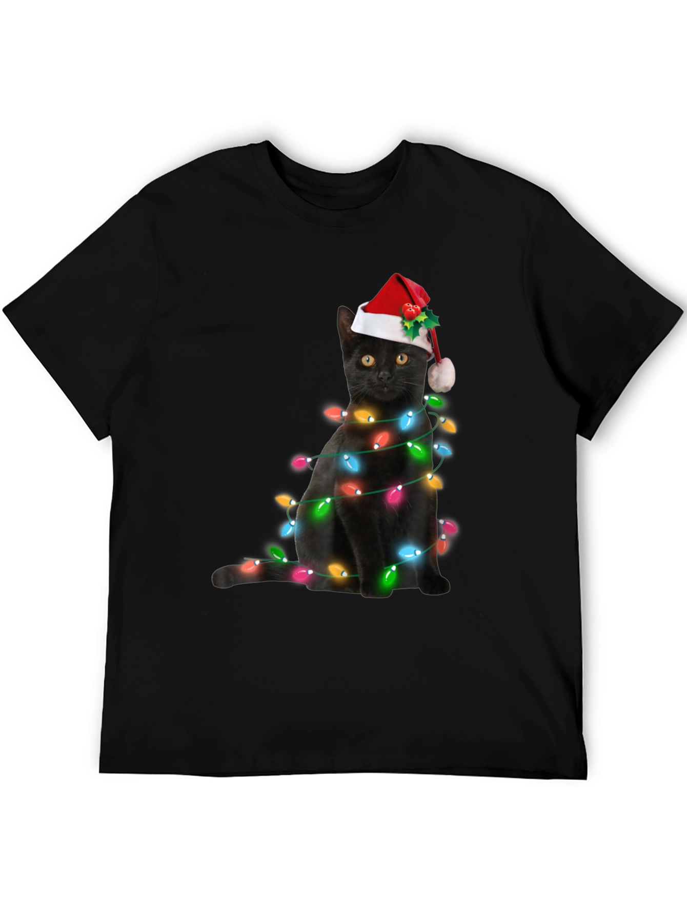 Festive Cat Christmas Lights T-Shirt