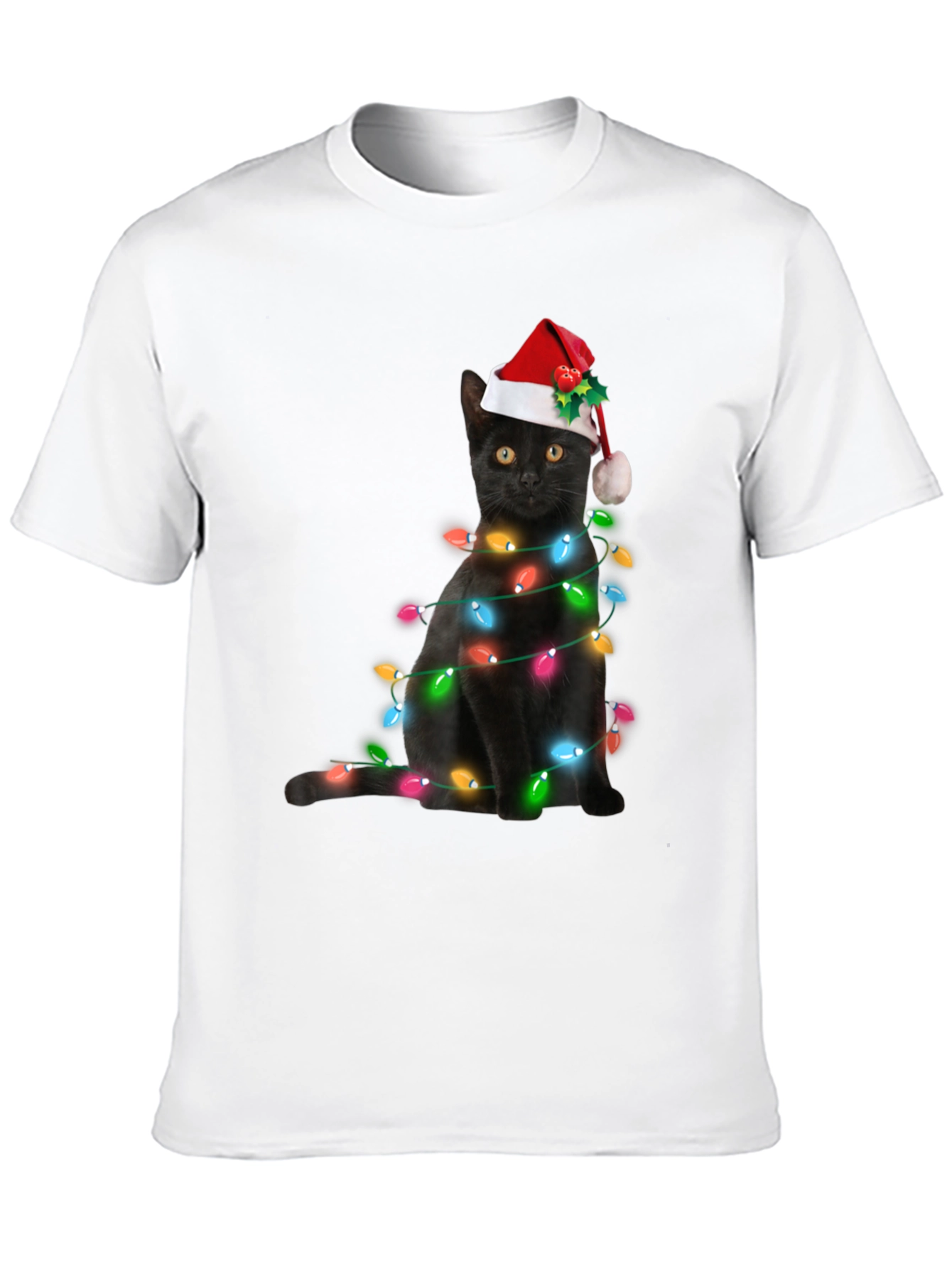 Festive Cat Christmas Lights T-Shirt