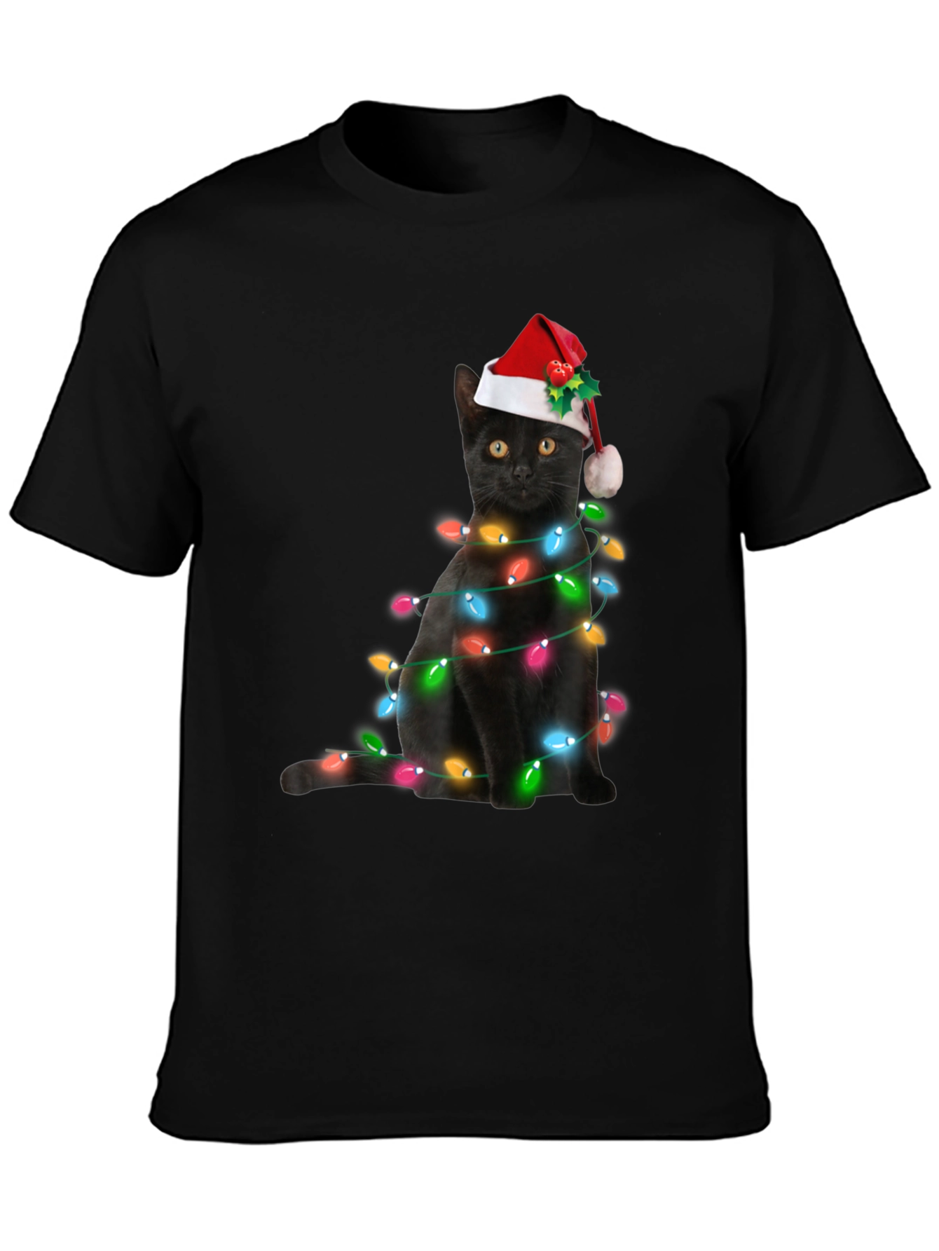 Festive Cat Christmas Lights T-Shirt