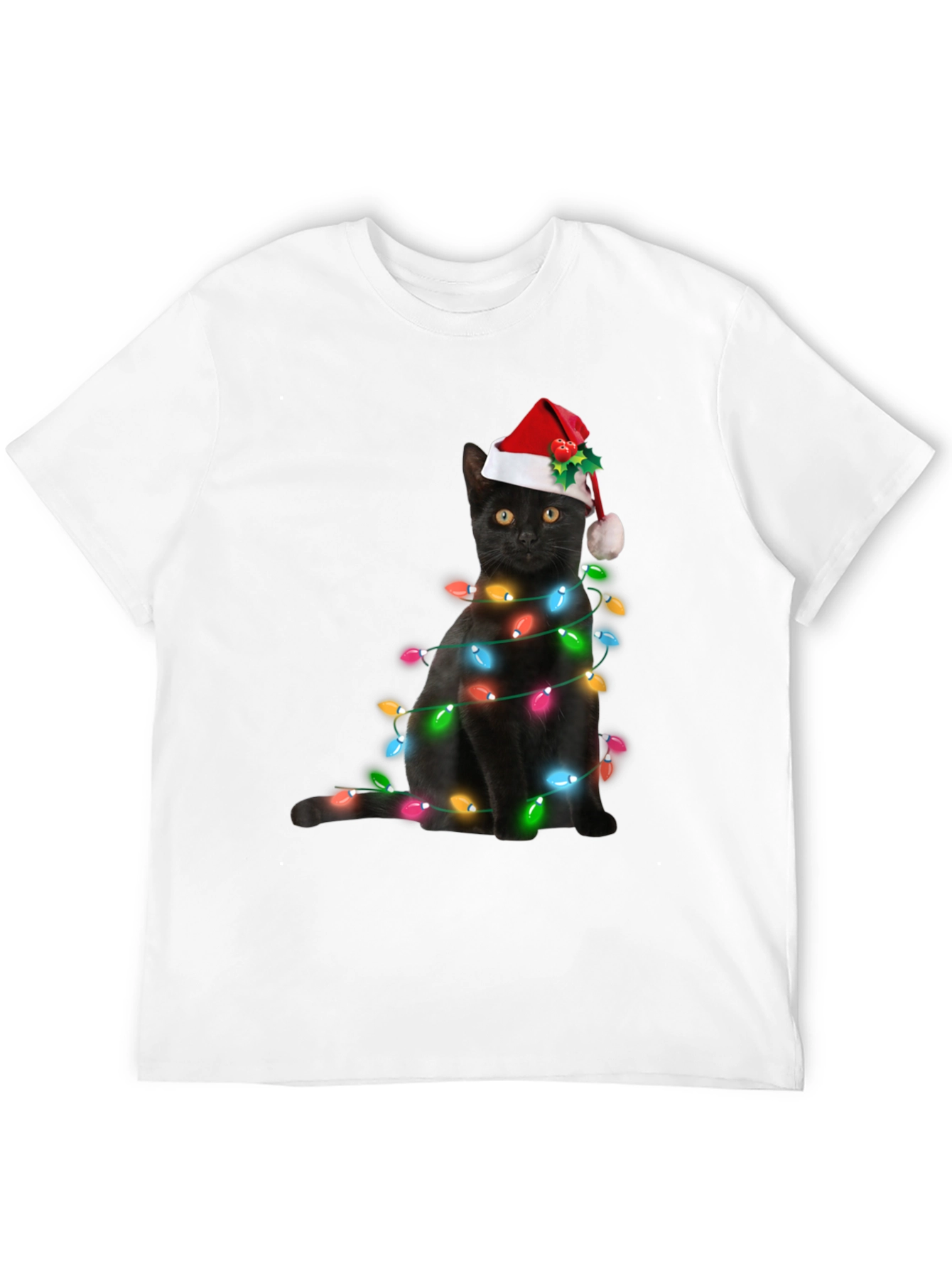 Festive Cat Christmas Lights T-Shirt
