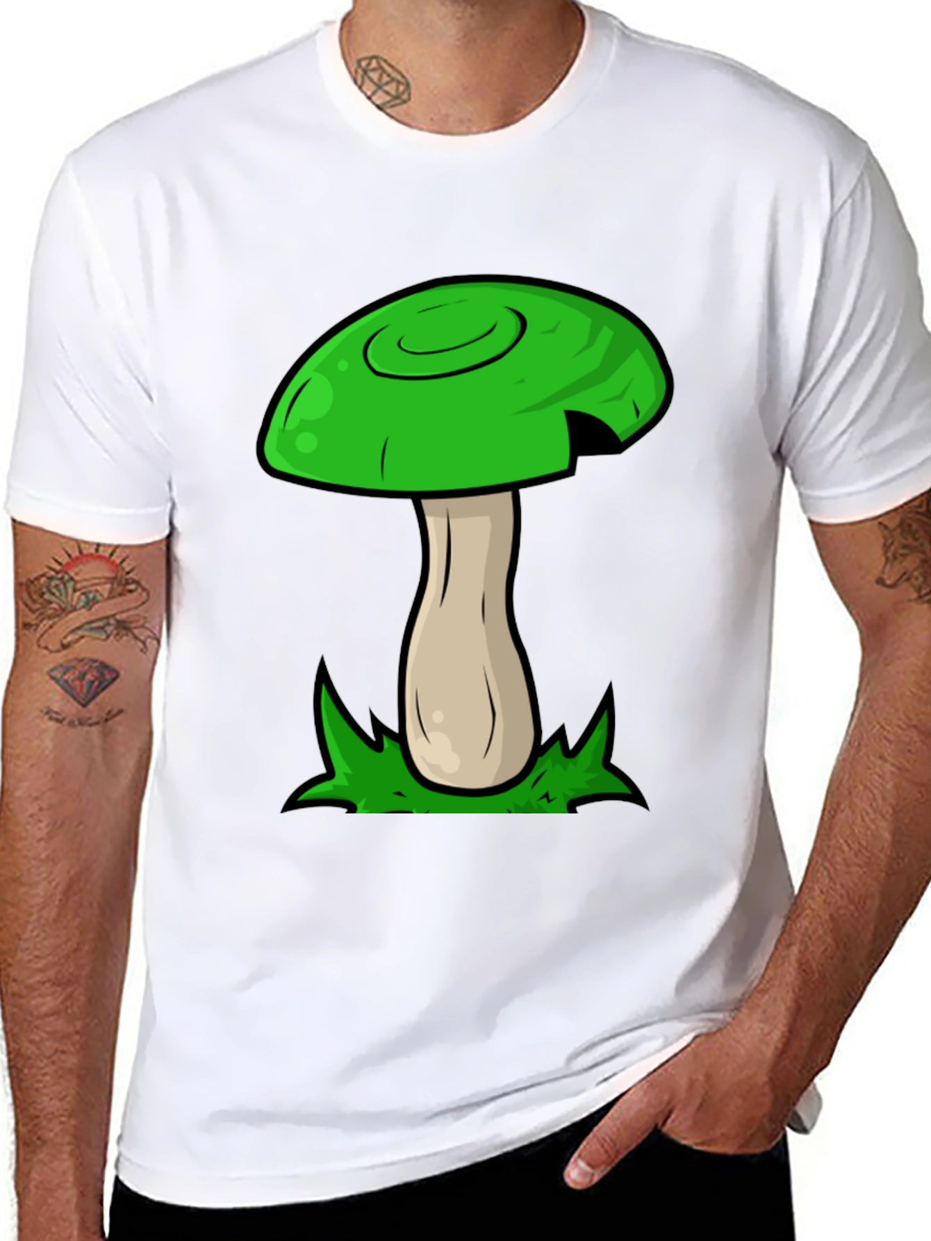 Mushroom Graphic Tee - Funky Green Design