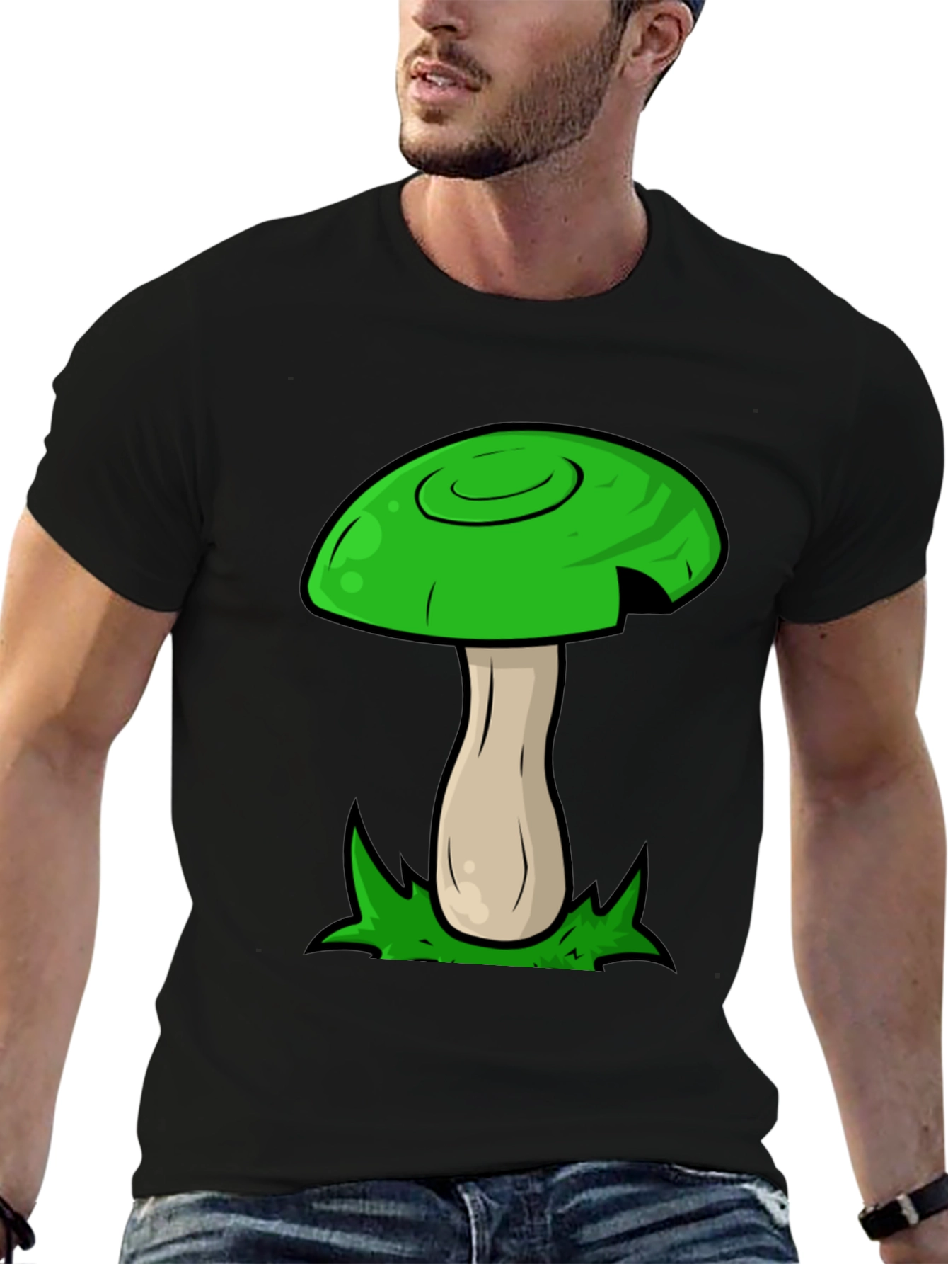 Mushroom Graphic Tee - Funky Green Design