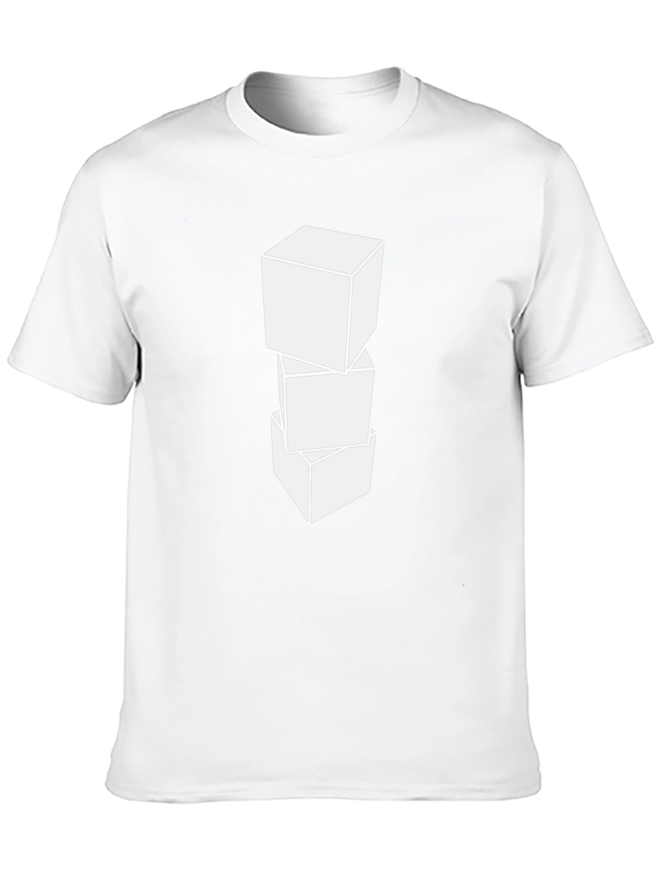 Geometric Cube Graphic Tee - Casual Black T-Shirt