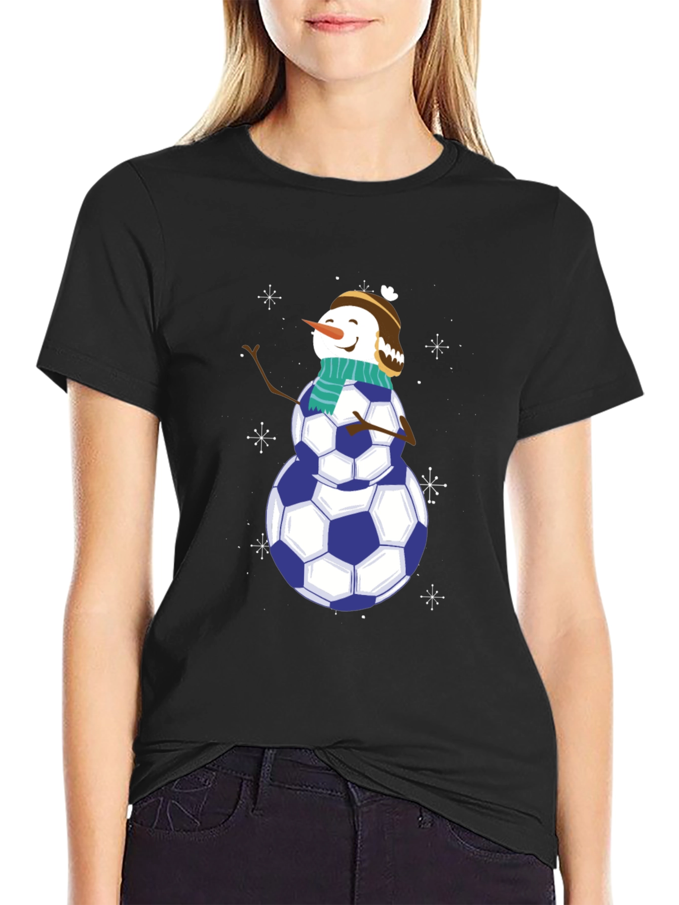 Soccer Snowman Graphic Tee - Black