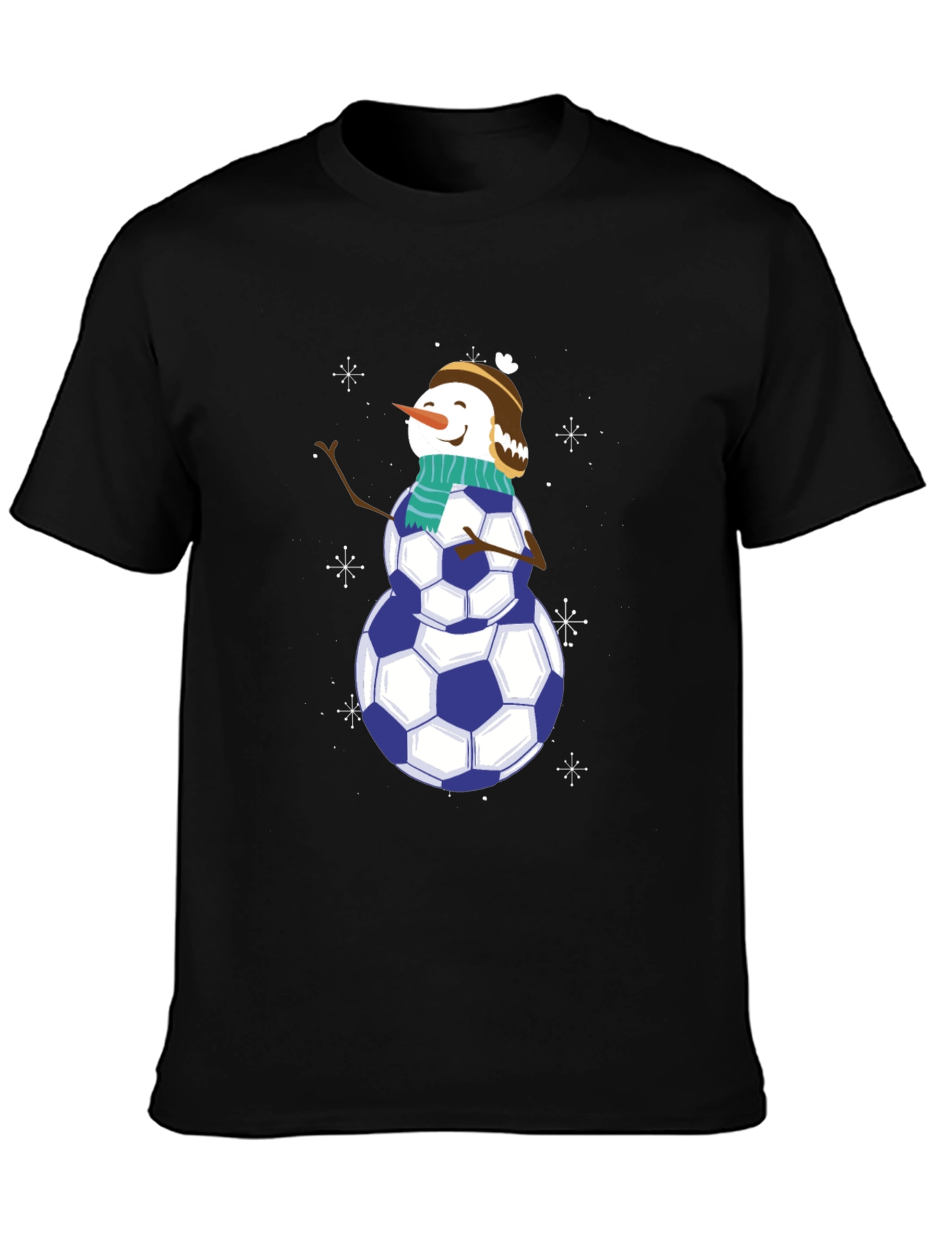 Soccer Snowman Graphic Tee - Black