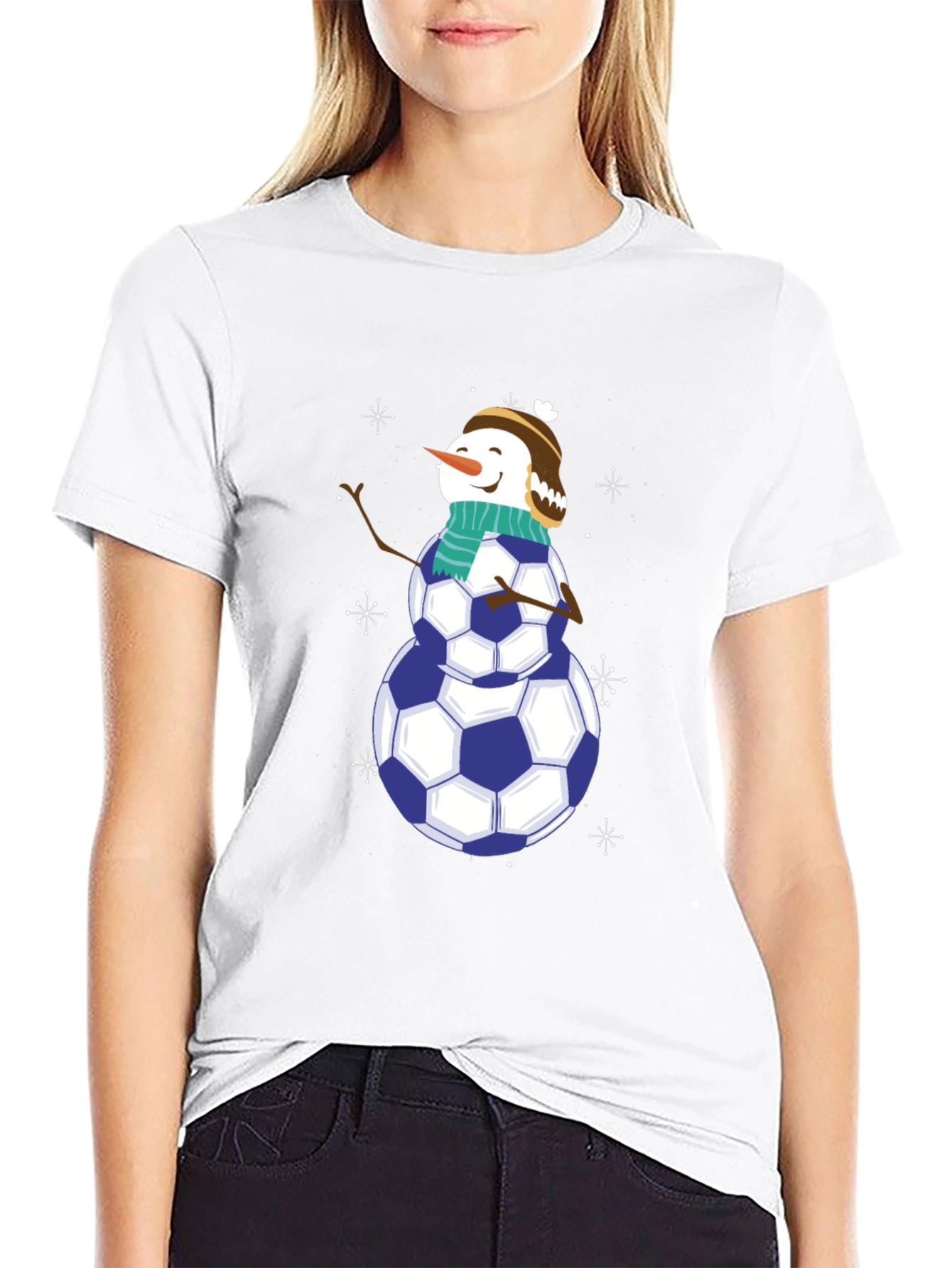 Soccer Snowman Graphic Tee - Black