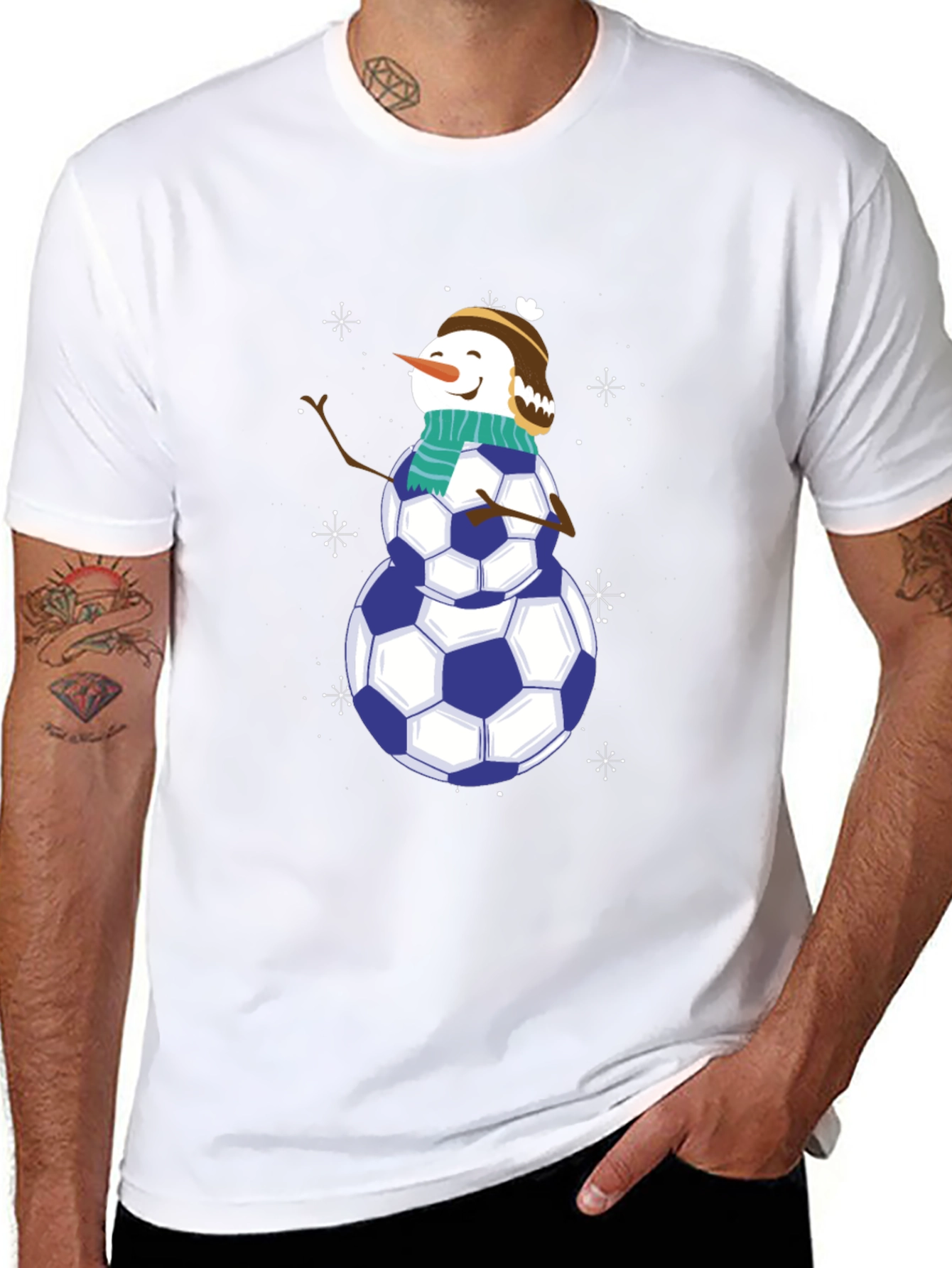 Soccer Snowman Graphic Tee - Black