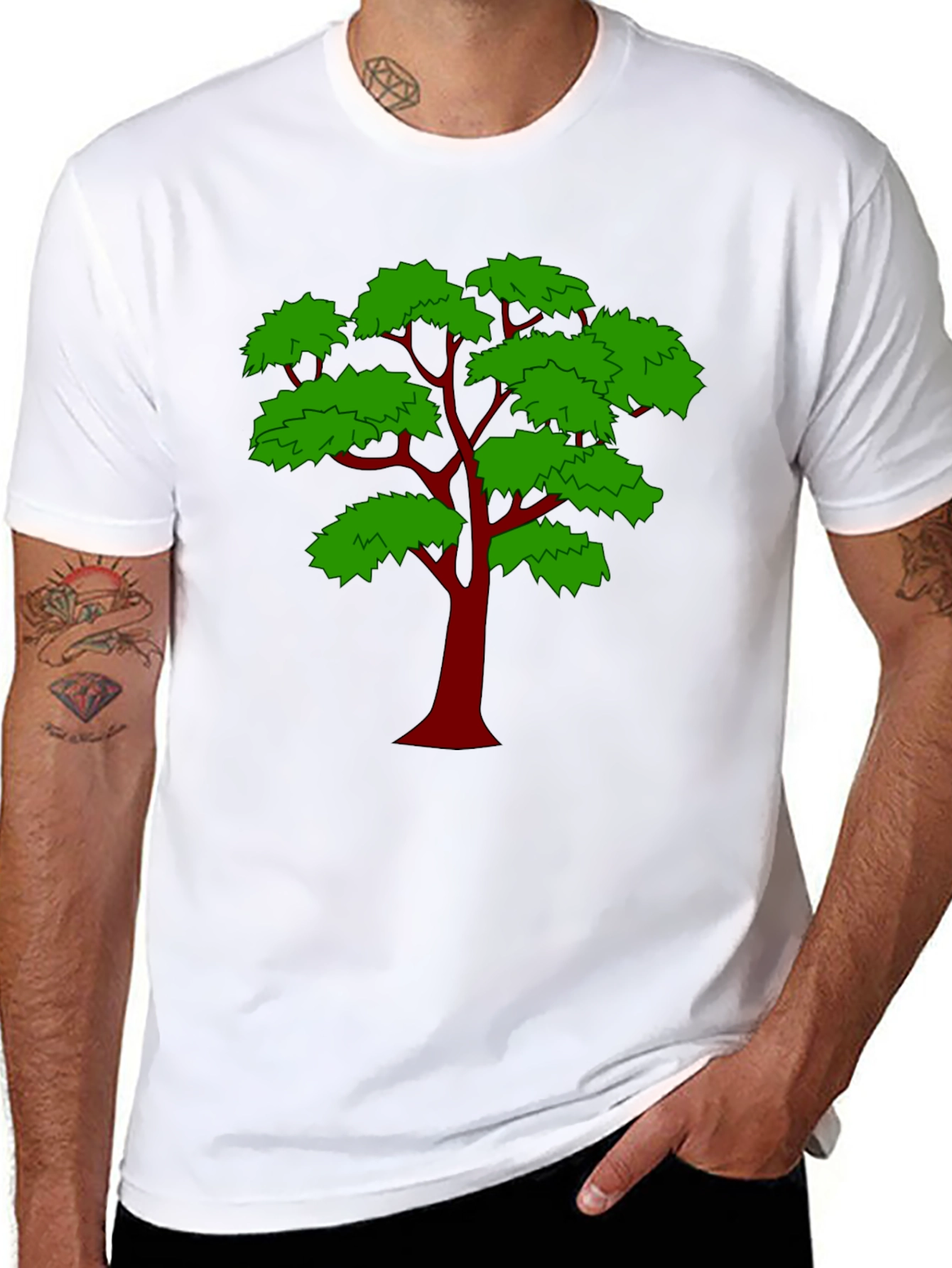 Unique Tree Graphic Print Black T-Shirt