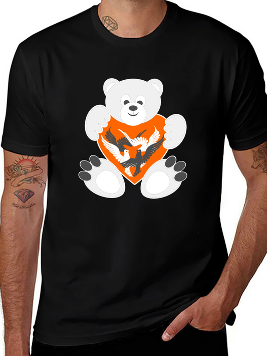 Teddy Bear Heart Birds Graphic Tee